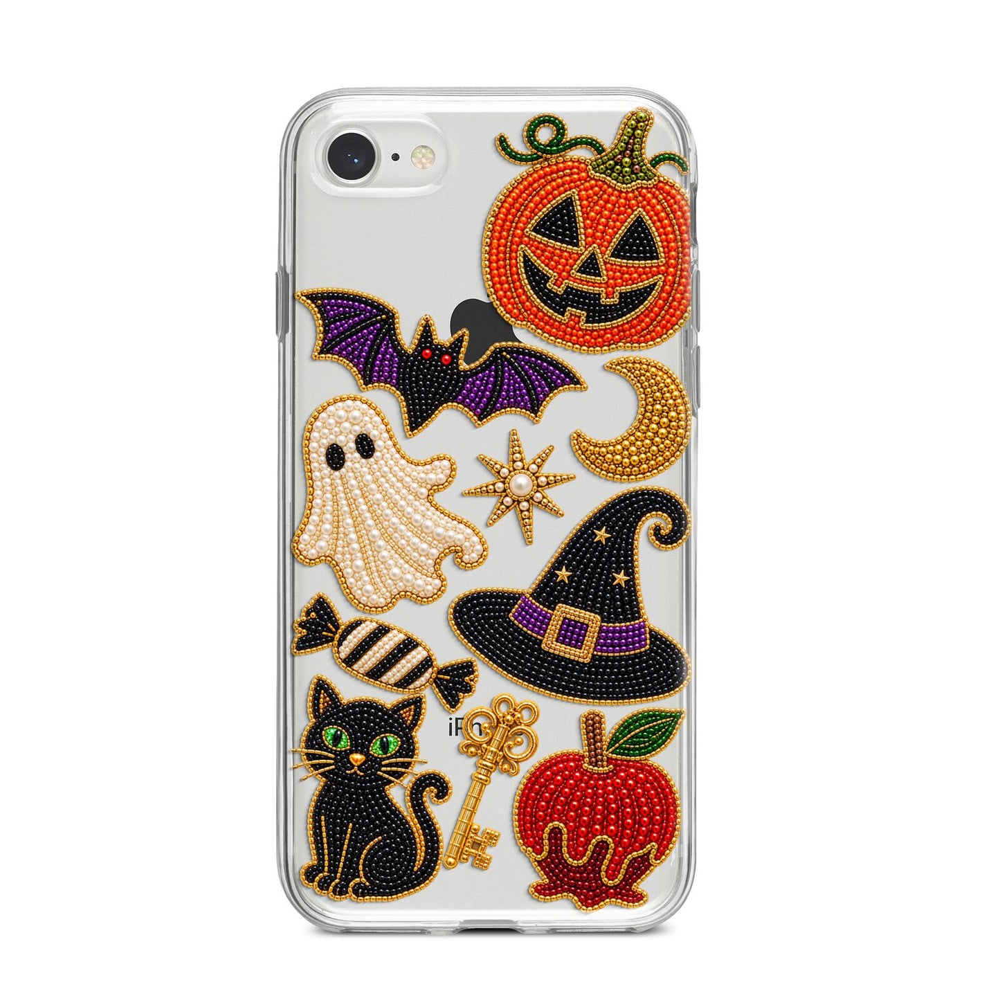 Midnight Mischief Charms iPhone 8 Bumper Case on Silver iPhone