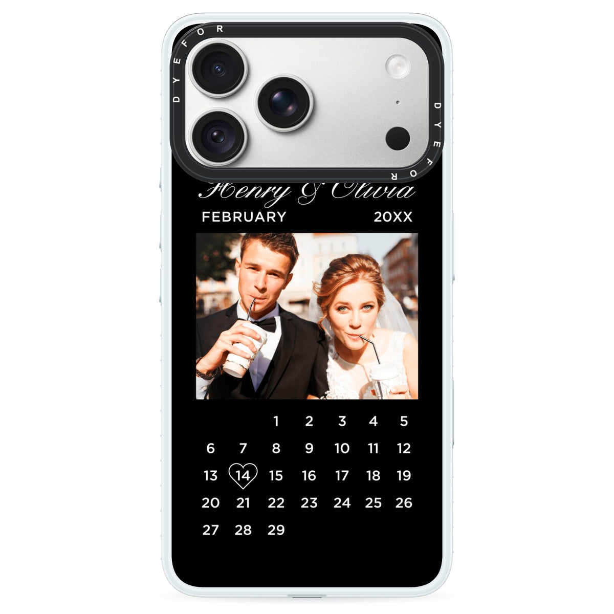Milestone Date Personalised Photo iPhone 18 Pro Black Impact Pre order Case on Silver phone