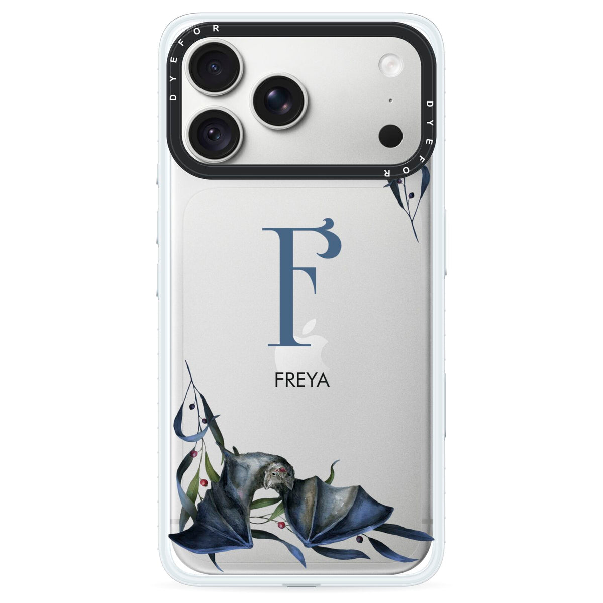 Monogram Bats iPhone 18 Pro Black Impact Pre order Case on Silver phone