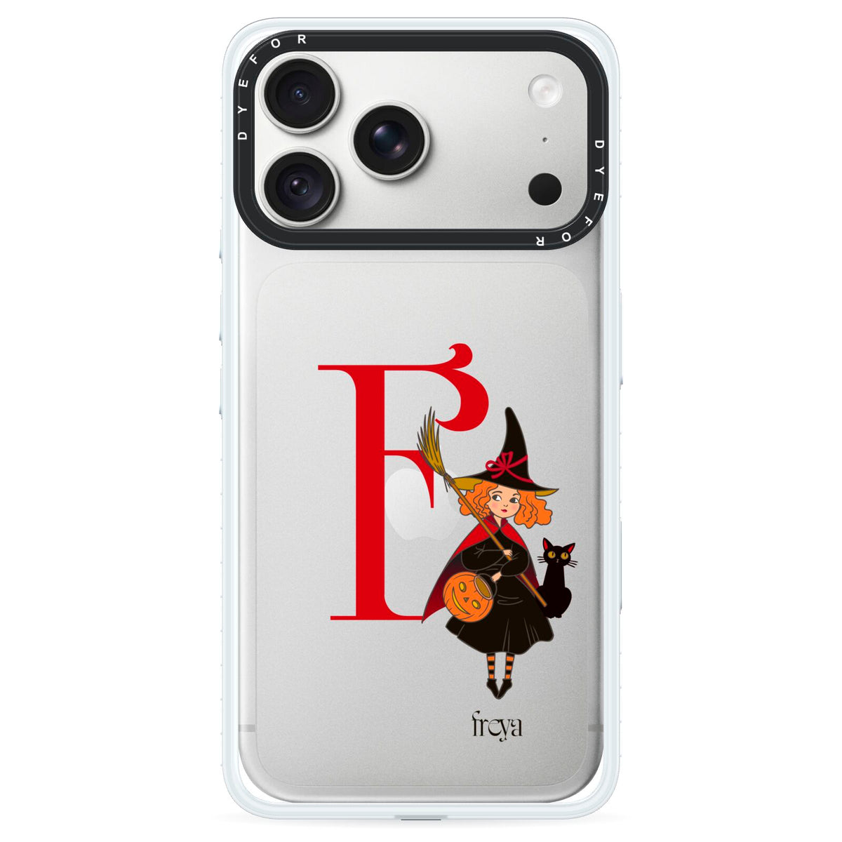 Monogram Witch iPhone 18 Pro Max Black Impact Pre order Case on Silver phone