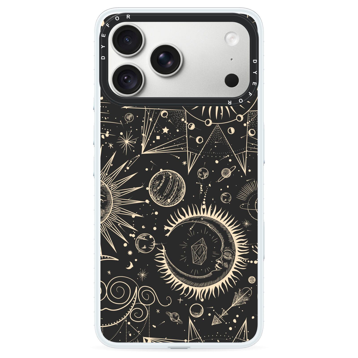Moon Phases iPhone 18 Pro Max Black Impact Pre order Case on Silver phone