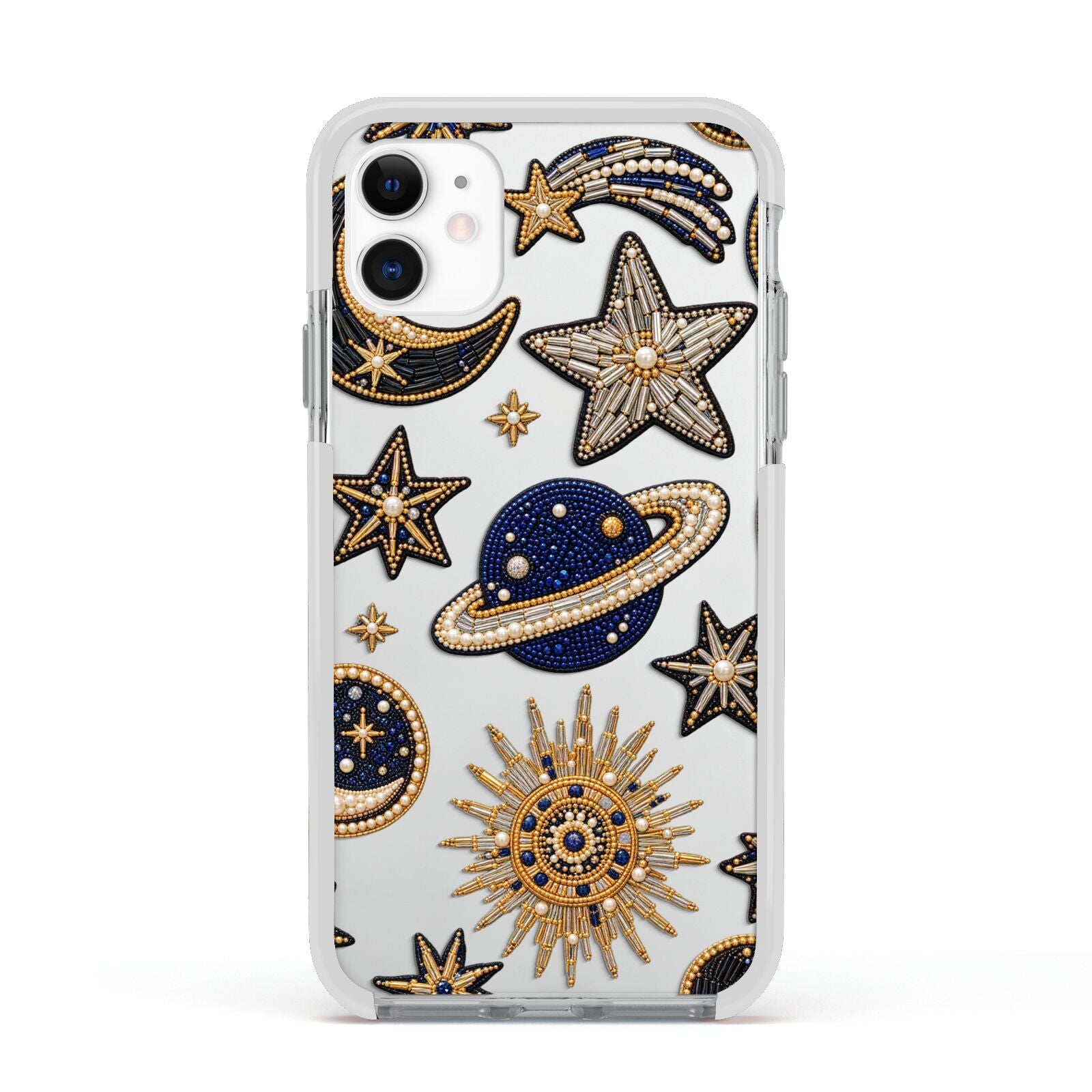 Moonlit Charms Beaded Celestial Apple iPhone 11 in White with White Impact Case