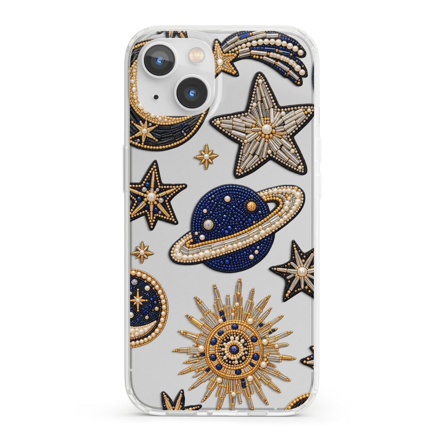 Moonlit Charms Beaded Celestial iPhone 13 Clear Bumper Case
