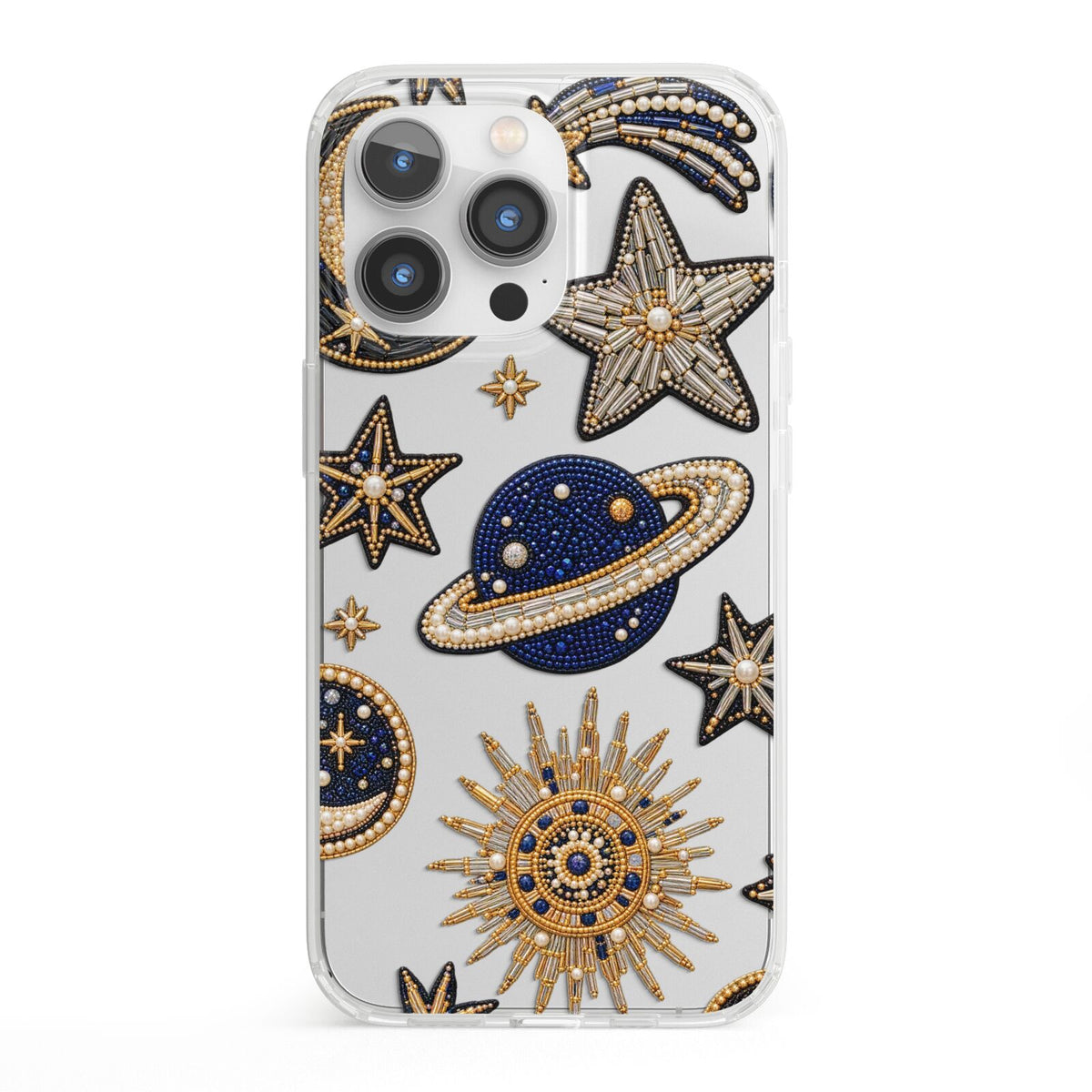 Moonlit Charms Beaded Celestial iPhone 13 Pro Clear Bumper Case