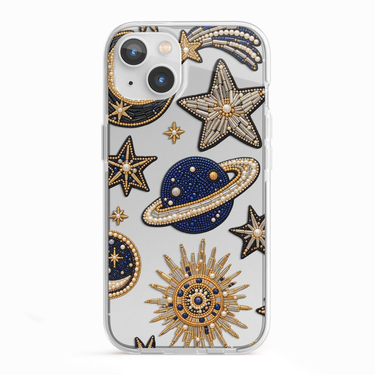 Moonlit Charms Beaded Celestial iPhone 13 TPU Impact Case with White Edges