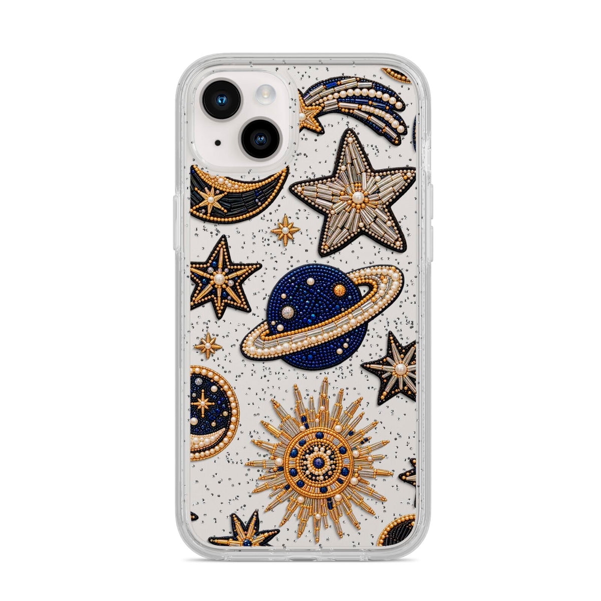 Moonlit Charms Beaded Celestial iPhone 14 Plus Glitter Tough Case Starlight