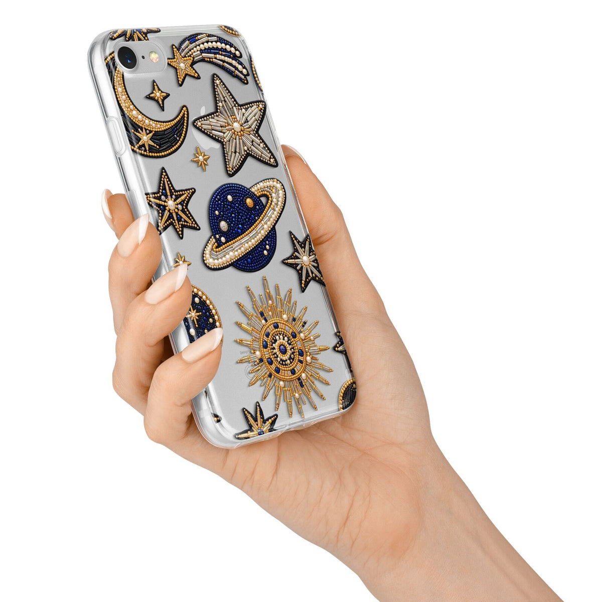Moonlit Charms Beaded Celestial iPhone 7 Bumper Case on Silver iPhone Alternative Image
