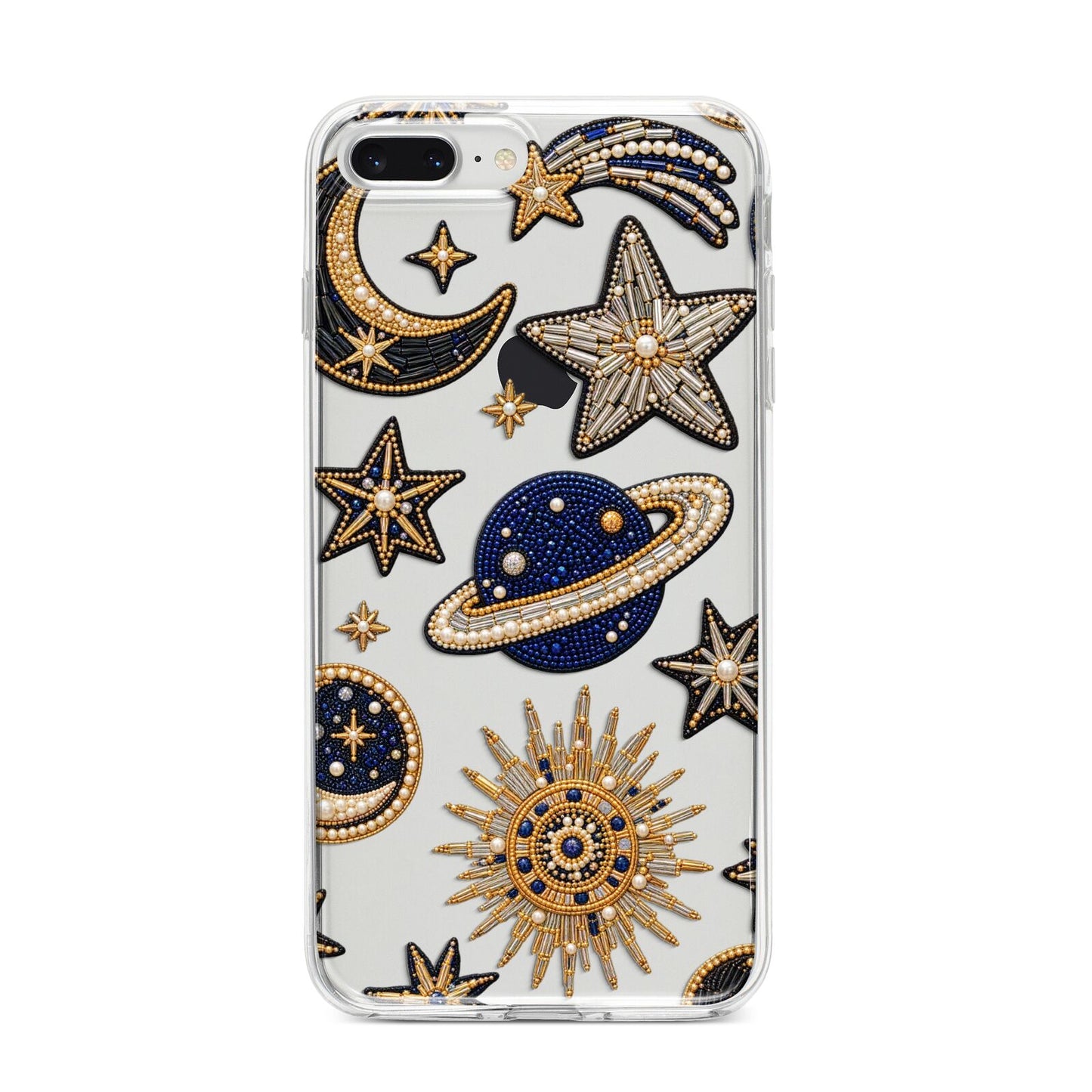 Moonlit Charms Beaded Celestial iPhone 8 Plus Bumper Case on Silver iPhone
