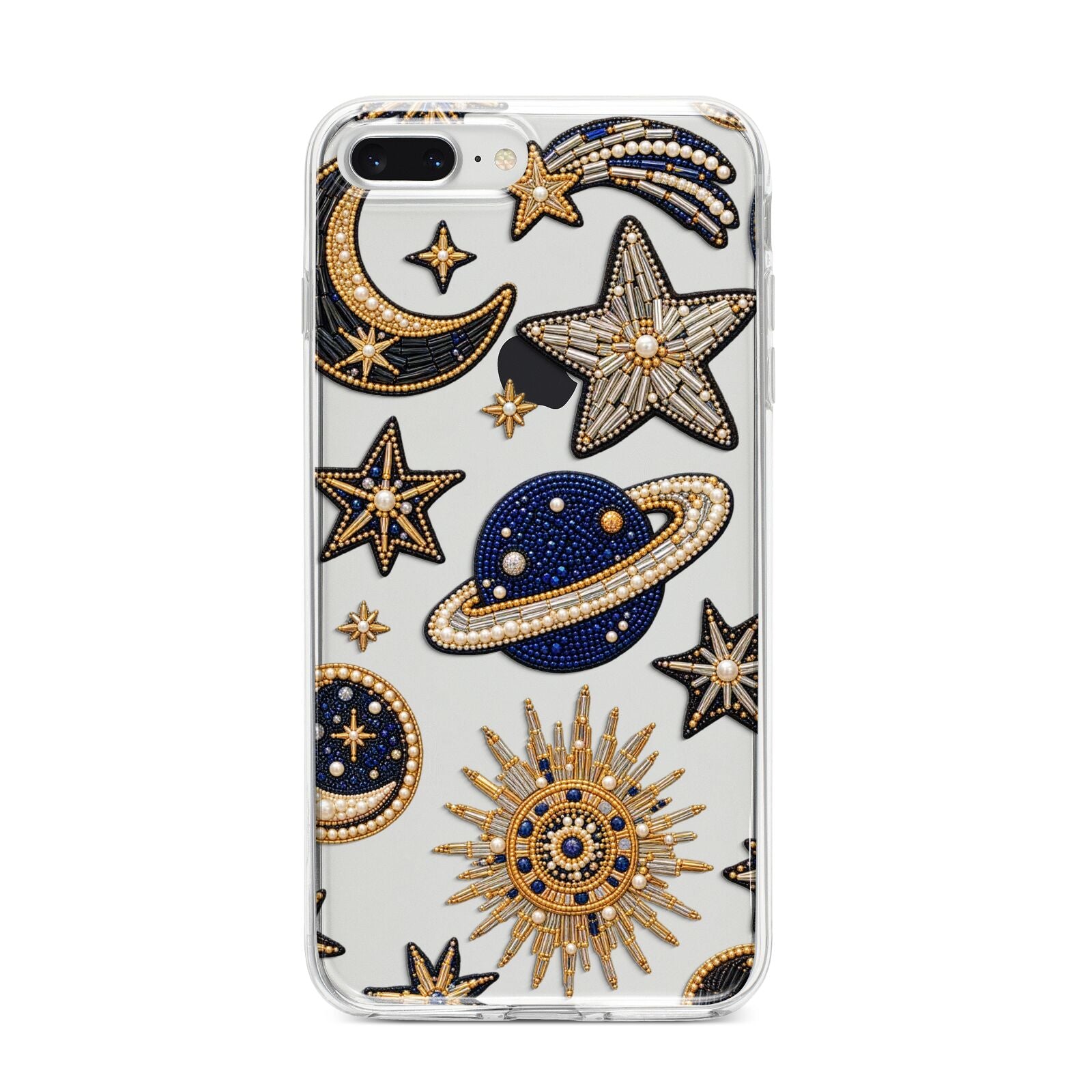 Moonlit Charms Beaded Celestial iPhone 8 Plus Bumper Case on Silver iPhone