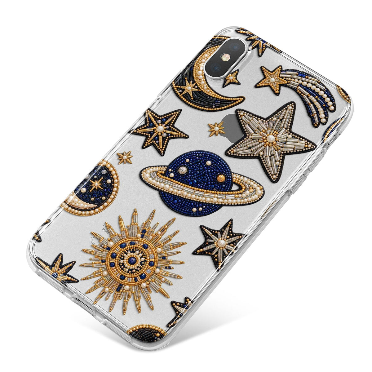 Moonlit Charms Beaded Celestial iPhone X Bumper Case on Silver iPhone