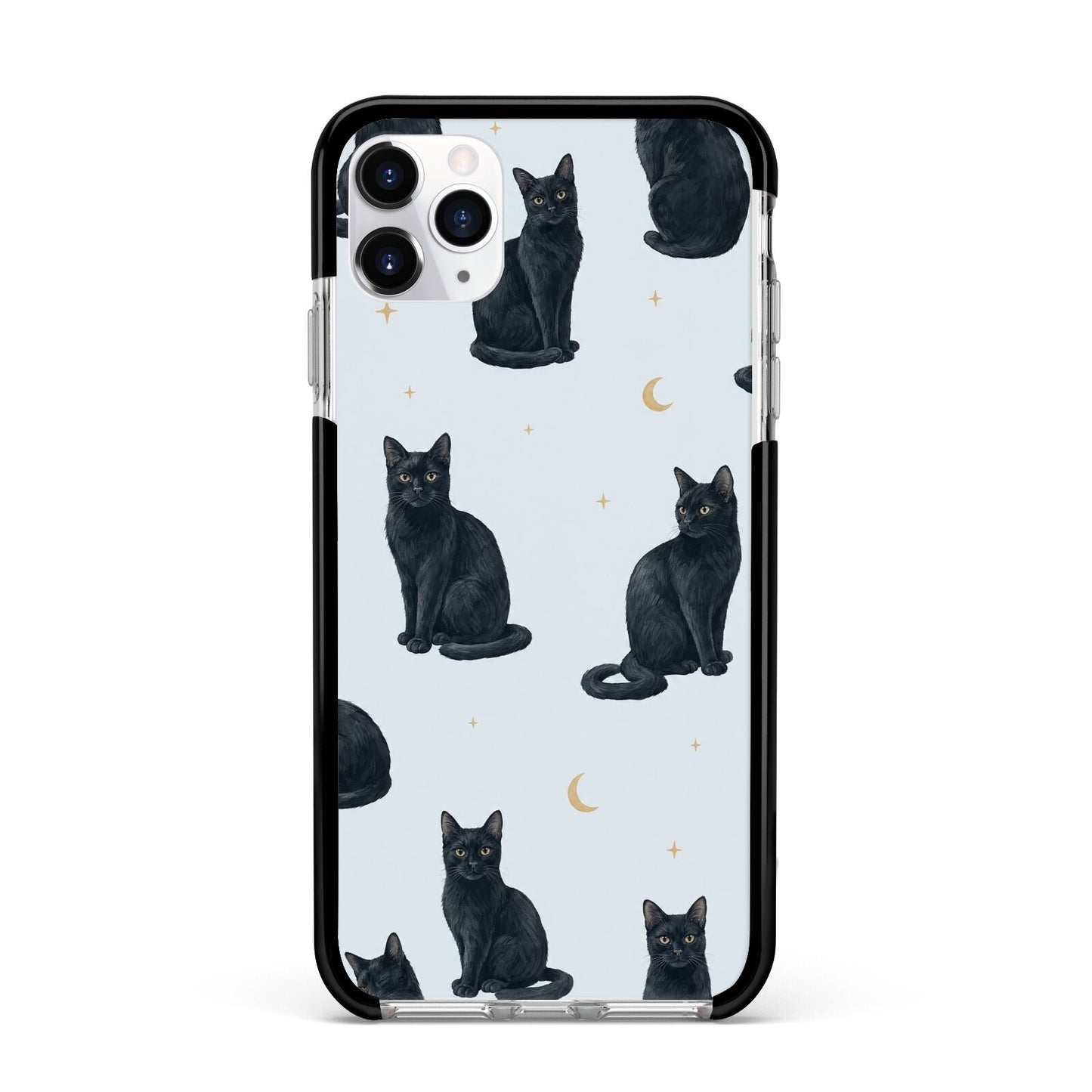 Moonlit Mews Apple iPhone 11 Pro Max in Silver with Black Impact Case