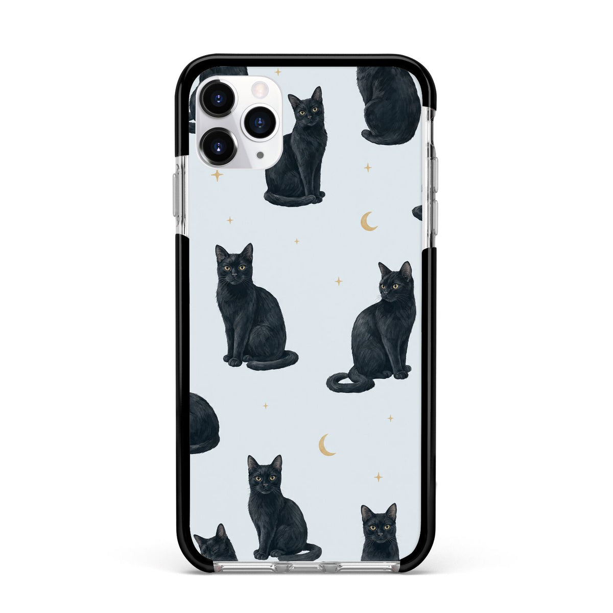 Moonlit Mews Apple iPhone 11 Pro Max in Silver with Black Impact Case