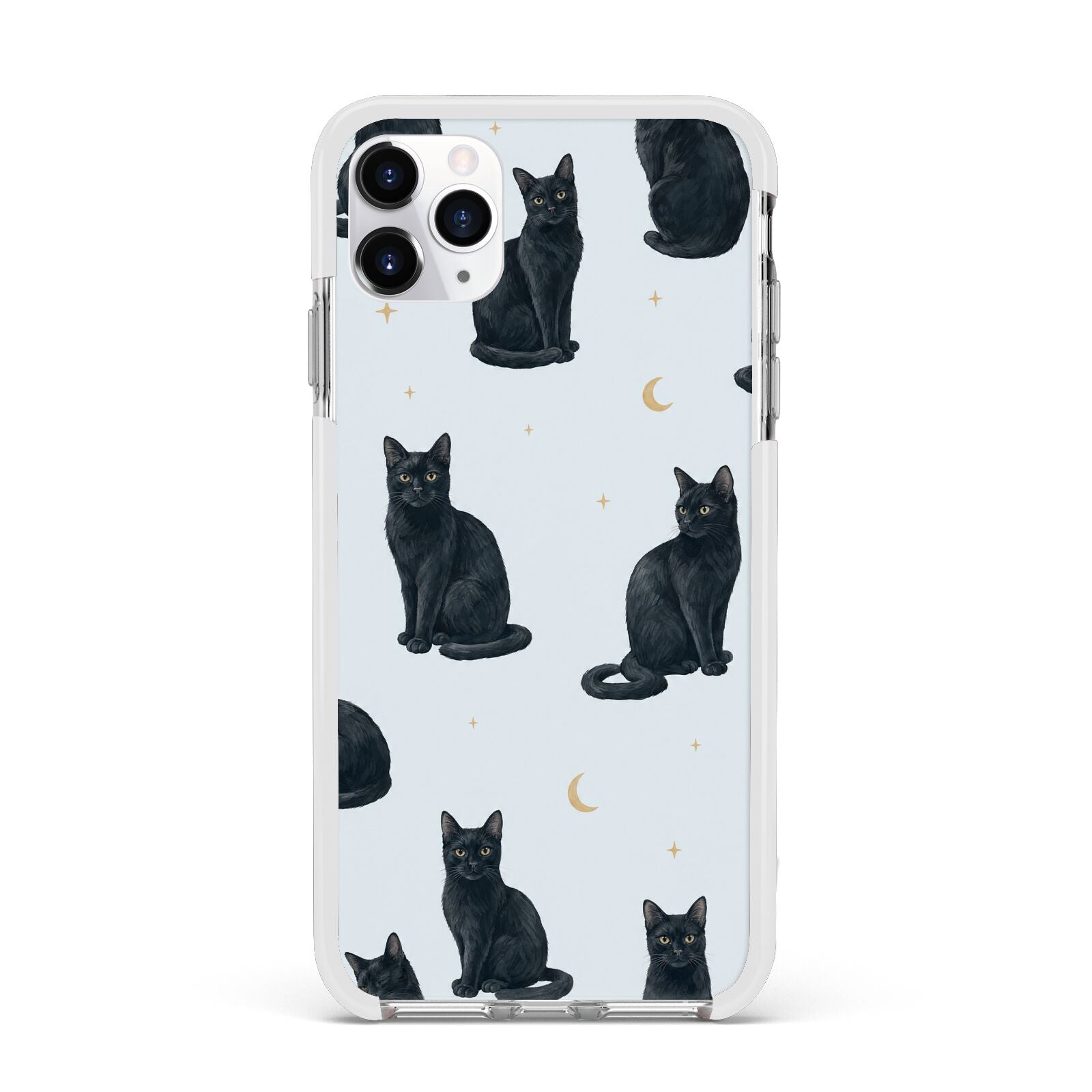 Moonlit Mews Apple iPhone 11 Pro Max in Silver with White Impact Case