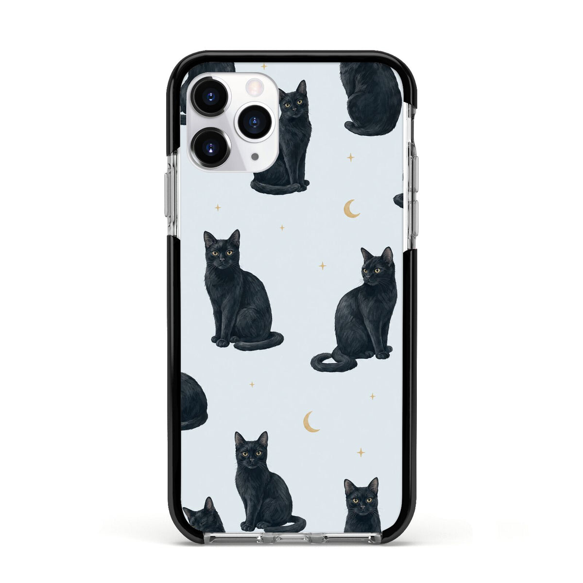 Moonlit Mews Apple iPhone 11 Pro in Silver with Black Impact Case