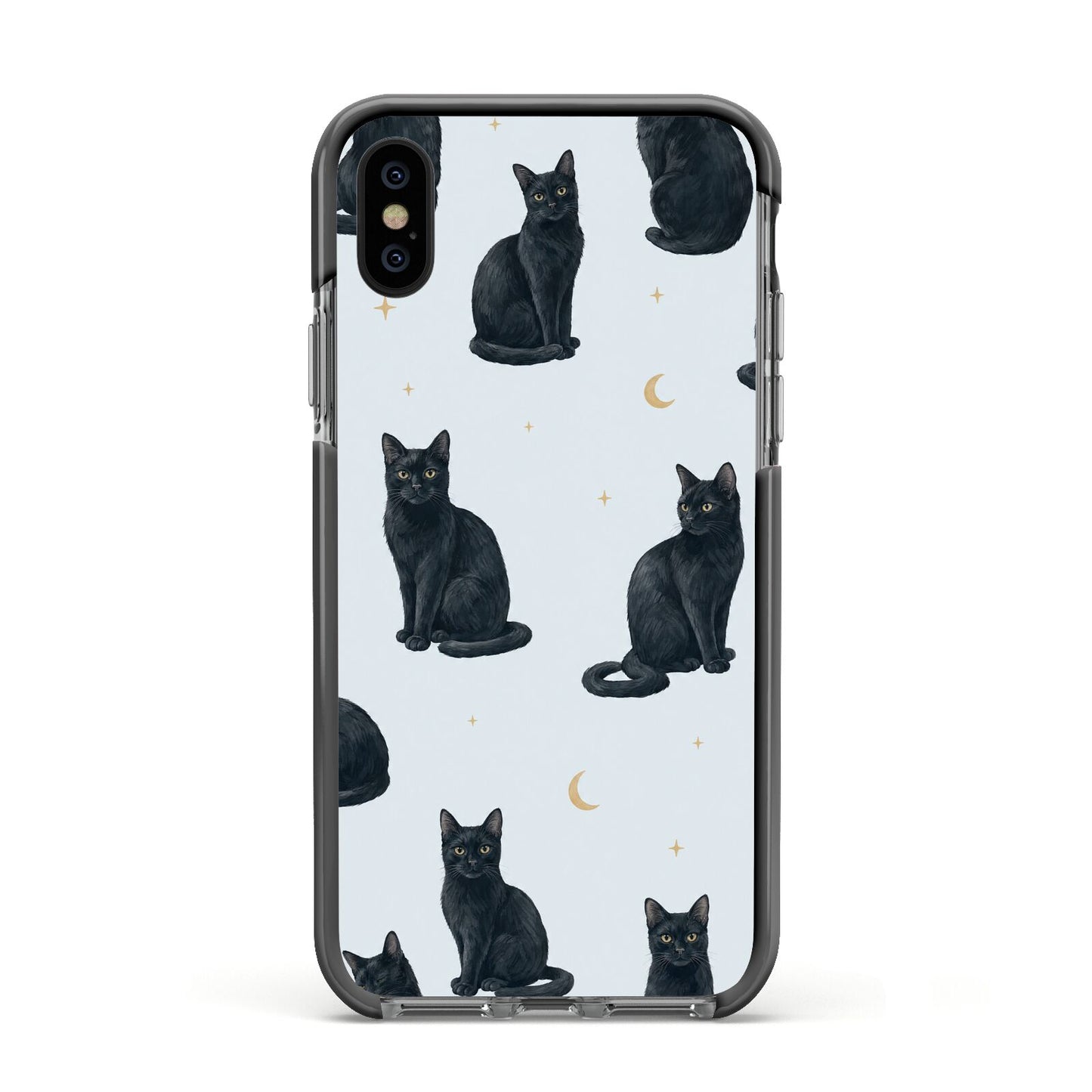Moonlit Mews Apple iPhone Xs Impact Case Black Edge on Black Phone