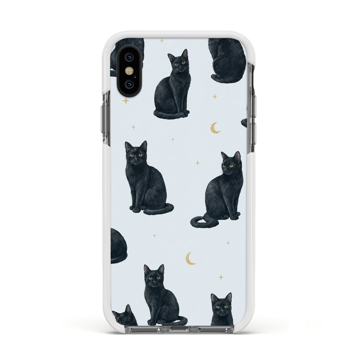 Moonlit Mews Apple iPhone Xs Impact Case White Edge on Black Phone