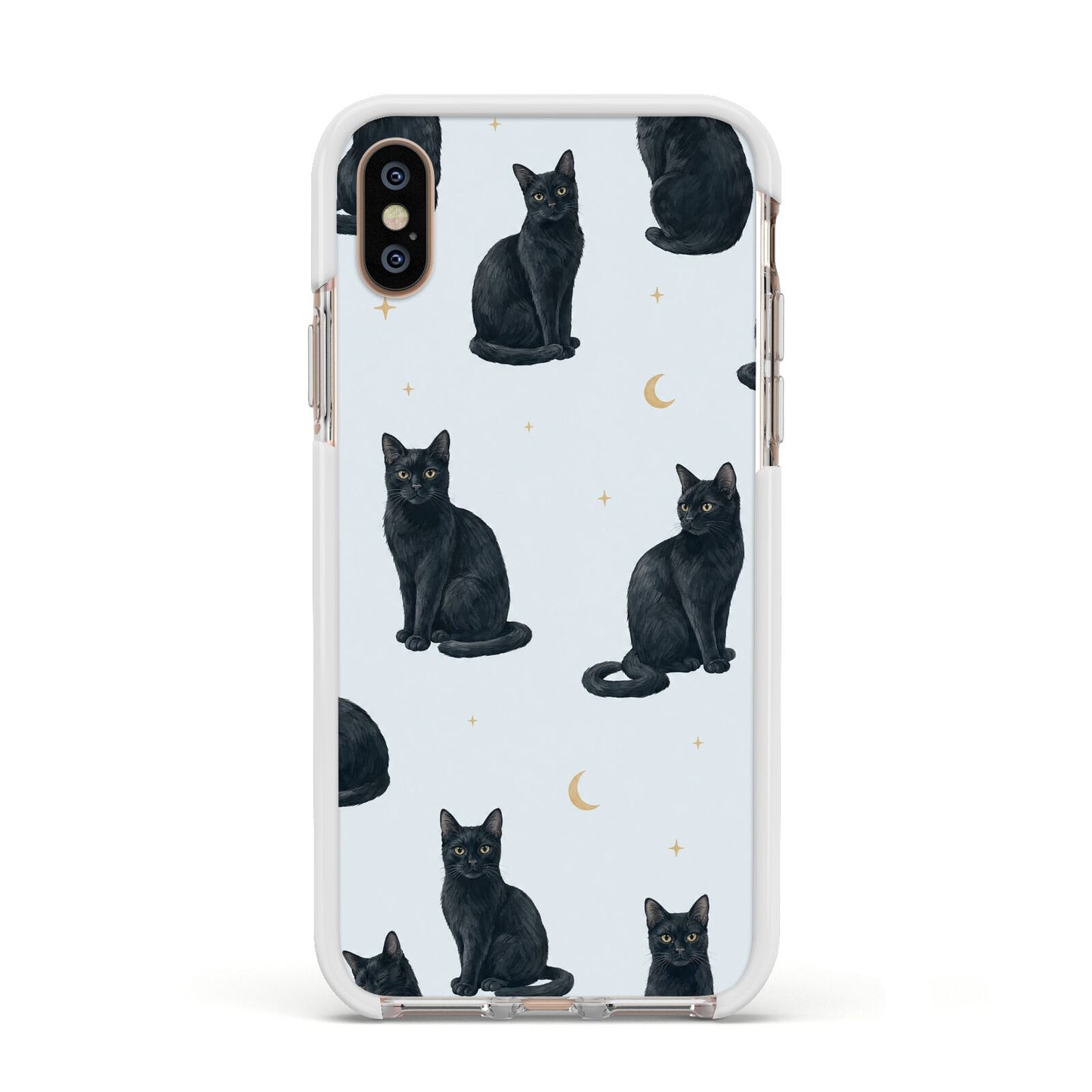 Moonlit Mews Apple iPhone Xs Impact Case White Edge on Gold Phone