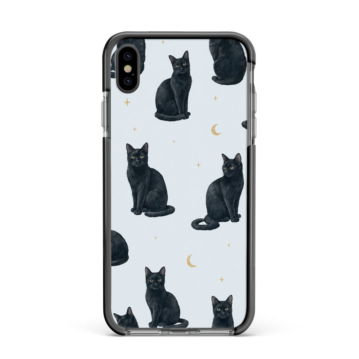 Moonlit Mews Apple iPhone Xs Max Impact Case Black Edge on Black Phone
