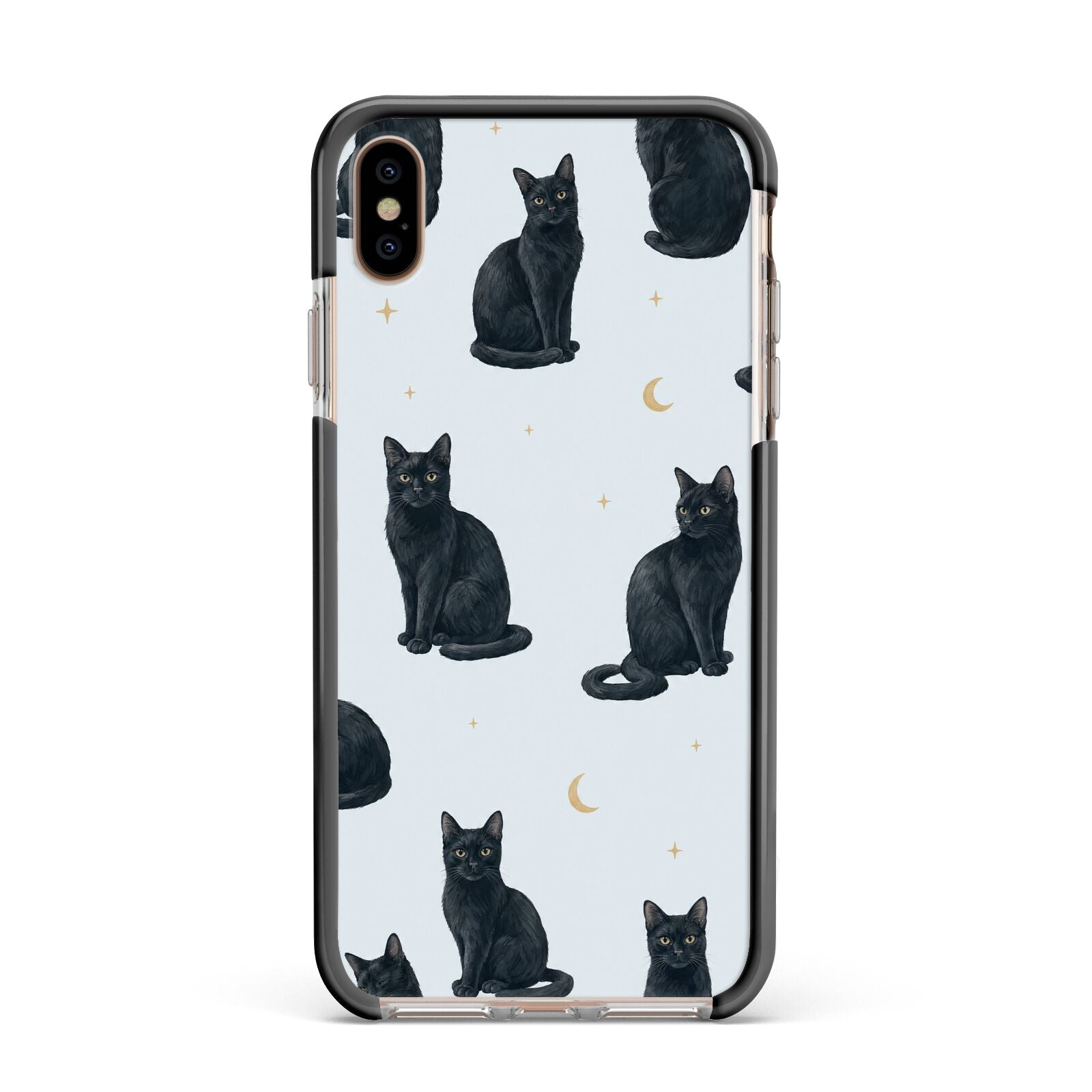 Moonlit Mews Apple iPhone Xs Max Impact Case Black Edge on Gold Phone