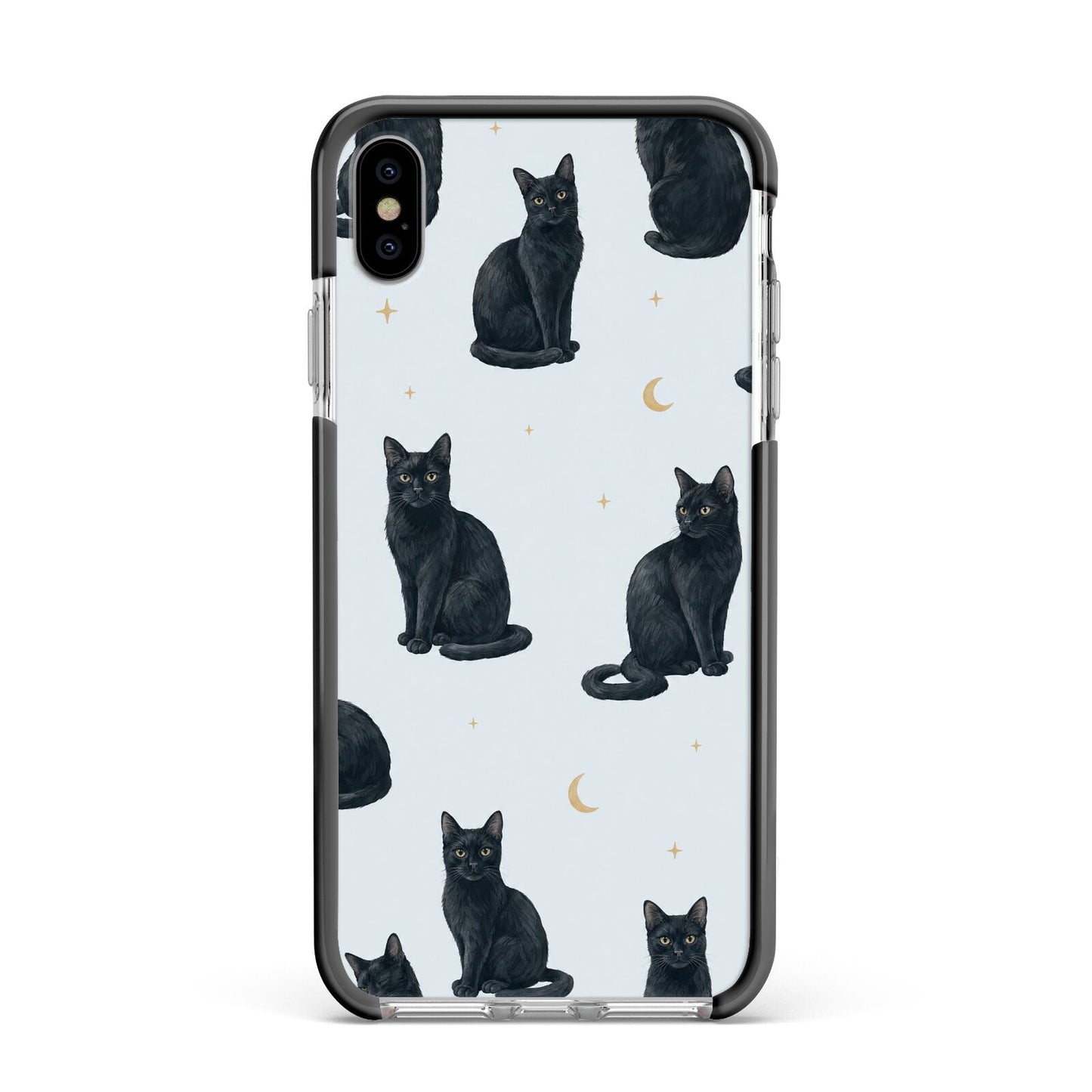 Moonlit Mews Apple iPhone Xs Max Impact Case Black Edge on Silver Phone