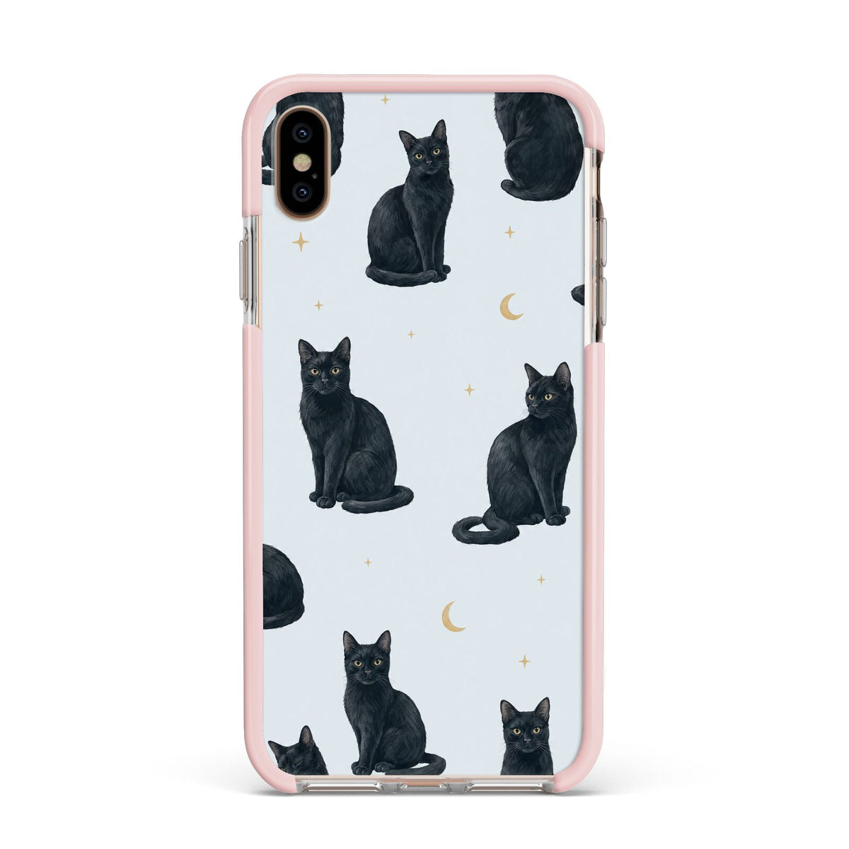 Moonlit Mews Apple iPhone Xs Max Impact Case Pink Edge on Gold Phone