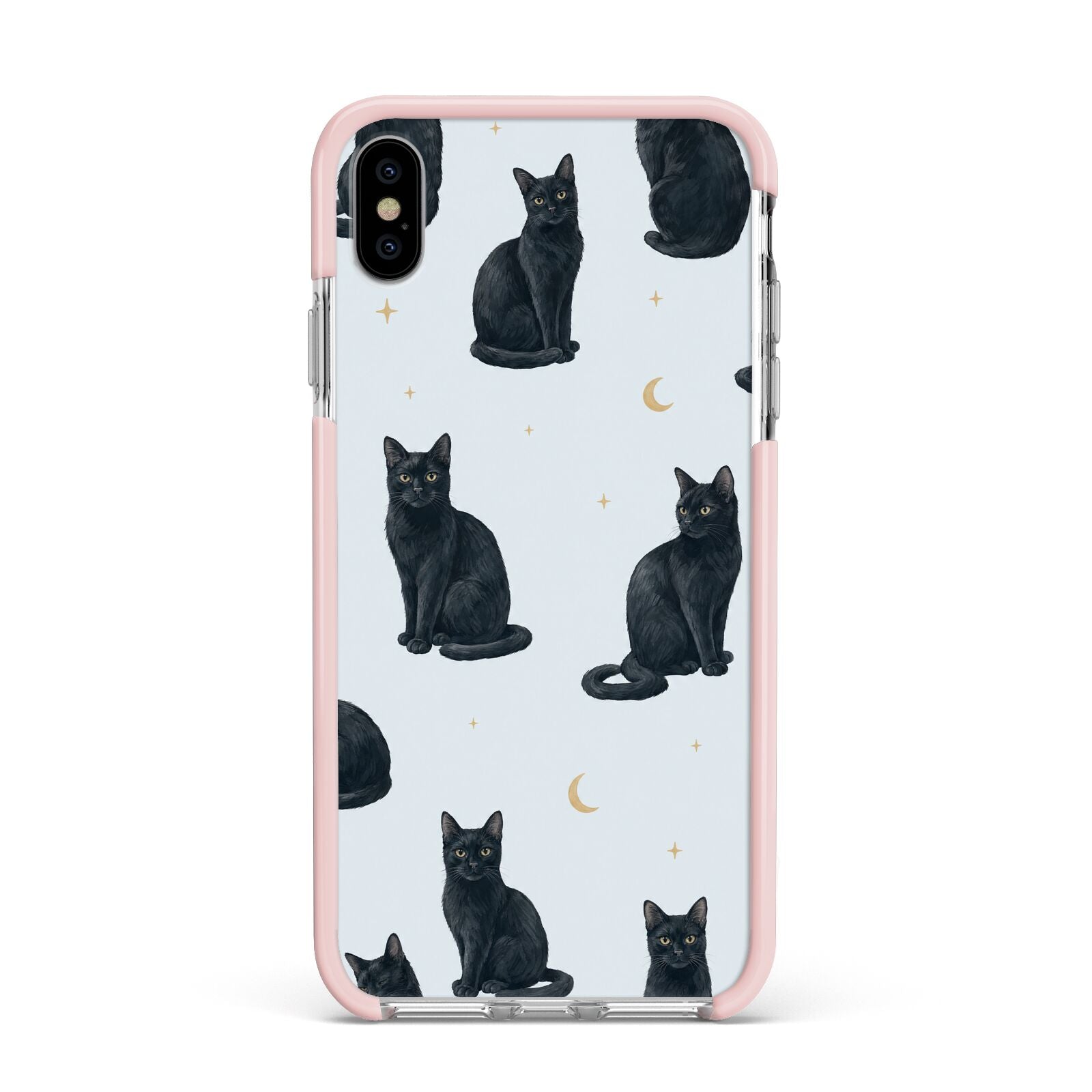 Moonlit Mews Apple iPhone Xs Max Impact Case Pink Edge on Silver Phone