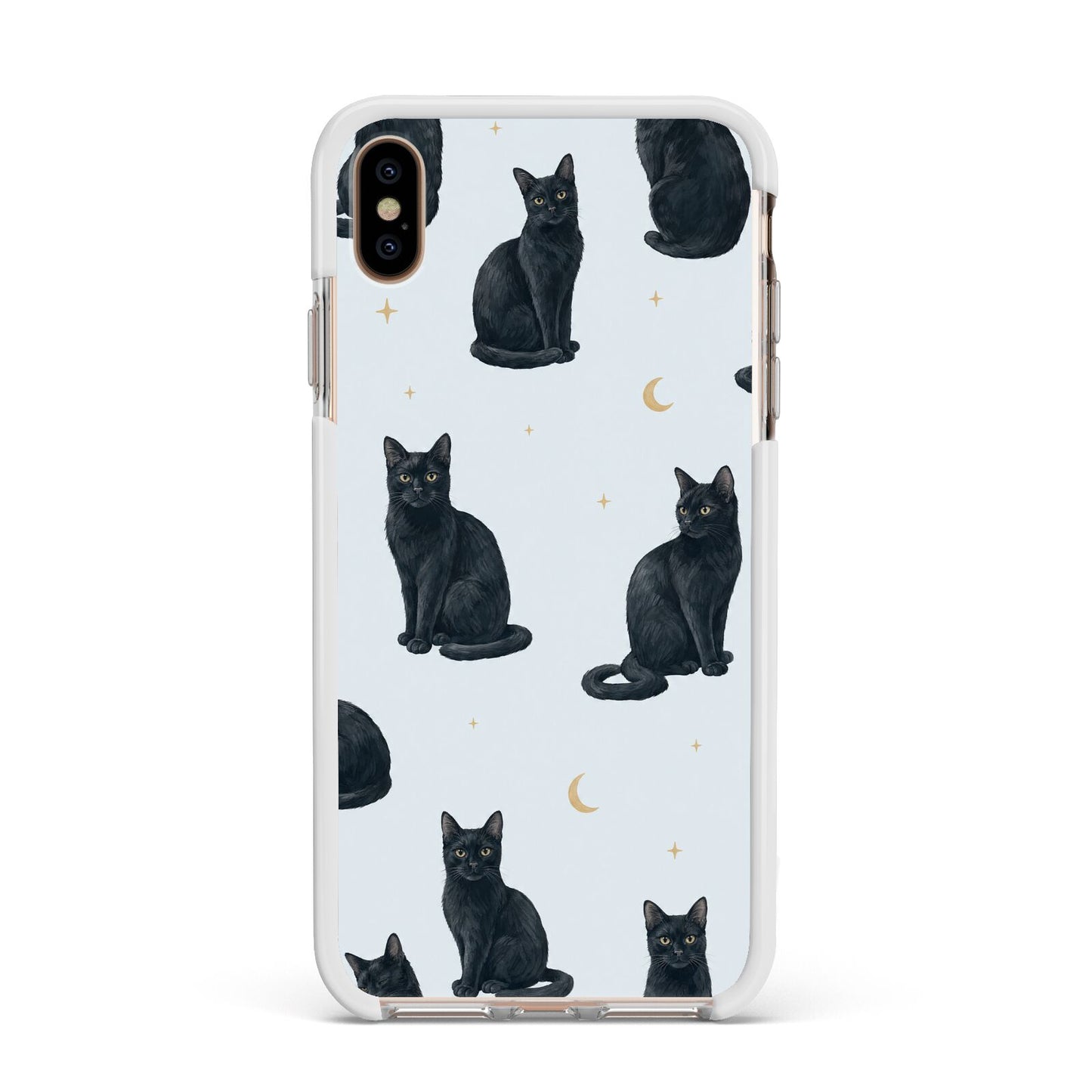 Moonlit Mews Apple iPhone Xs Max Impact Case White Edge on Gold Phone