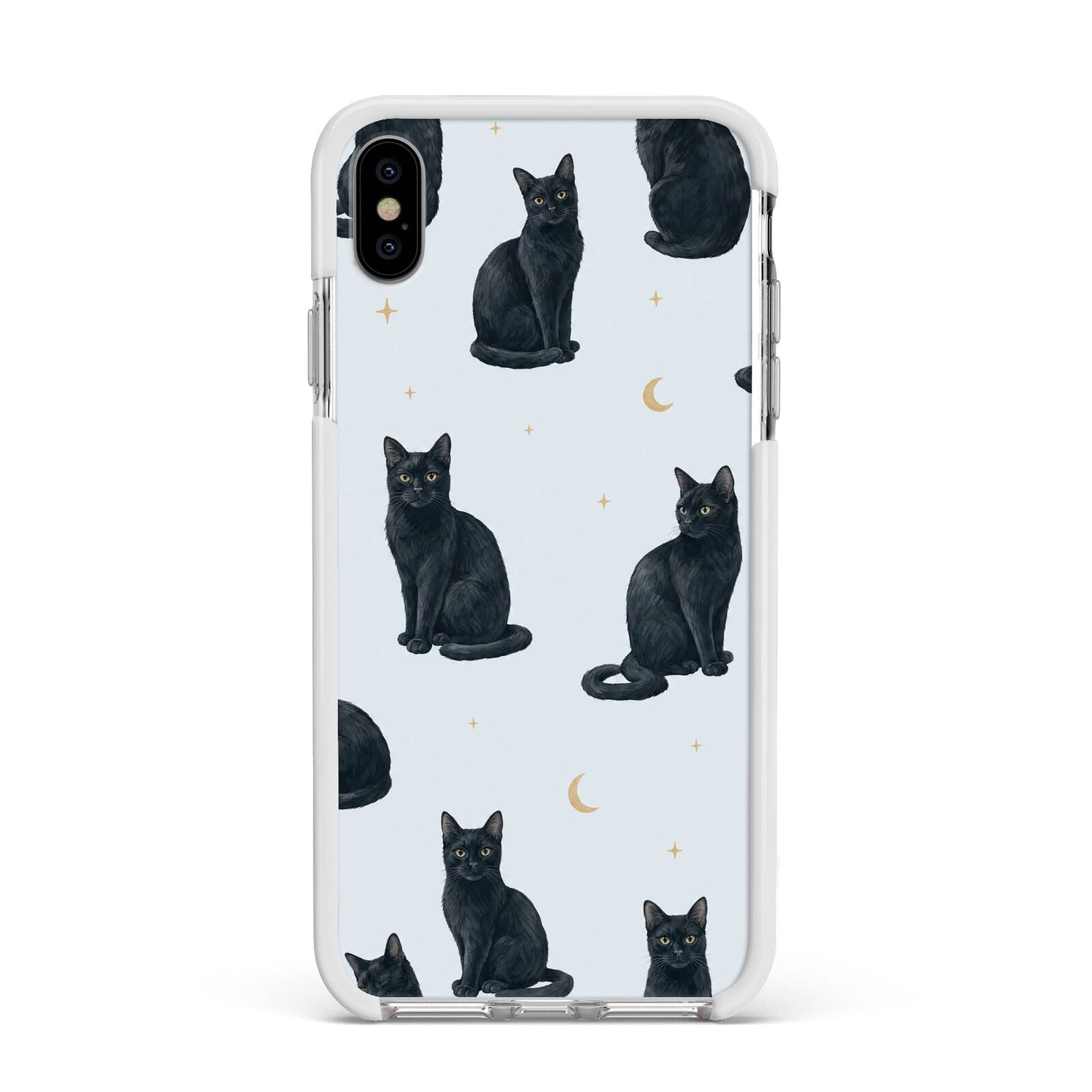 Moonlit Mews Apple iPhone Xs Max Impact Case White Edge on Silver Phone