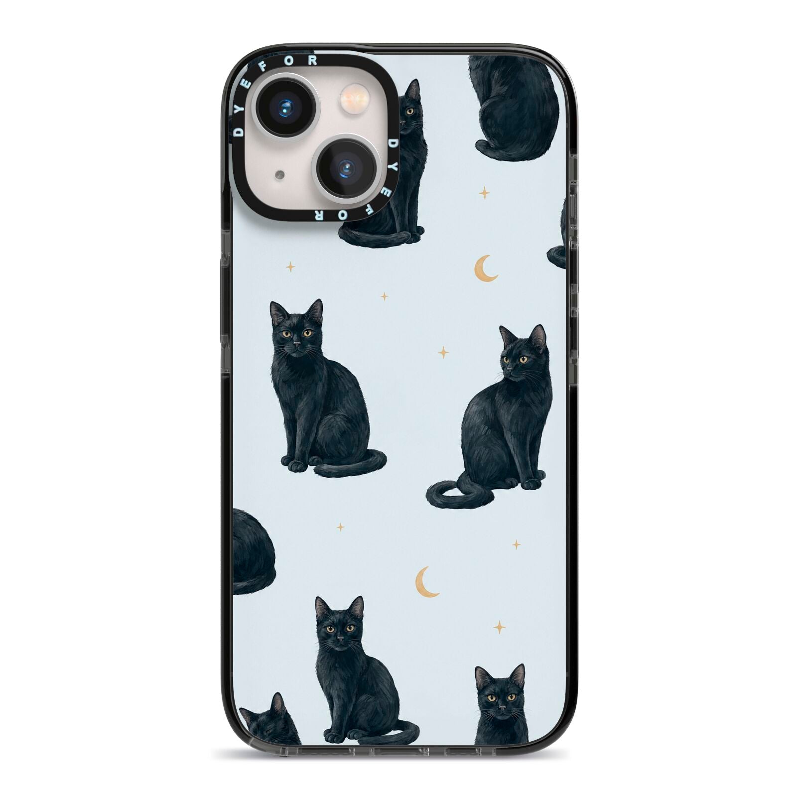 Moonlit Mews iPhone 13 Black Impact Case on Silver phone