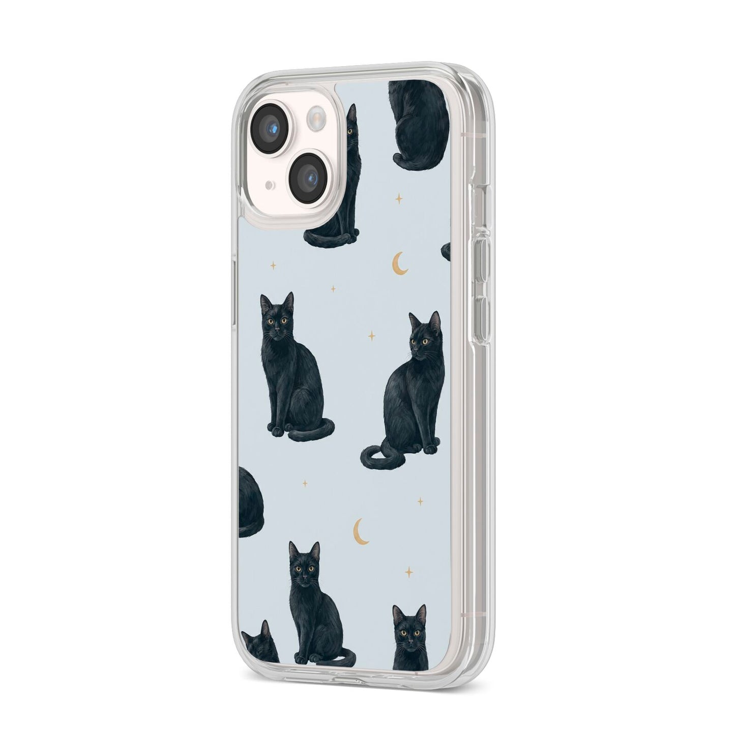 Moonlit Mews iPhone 14 Clear Tough Case Starlight Angled Image