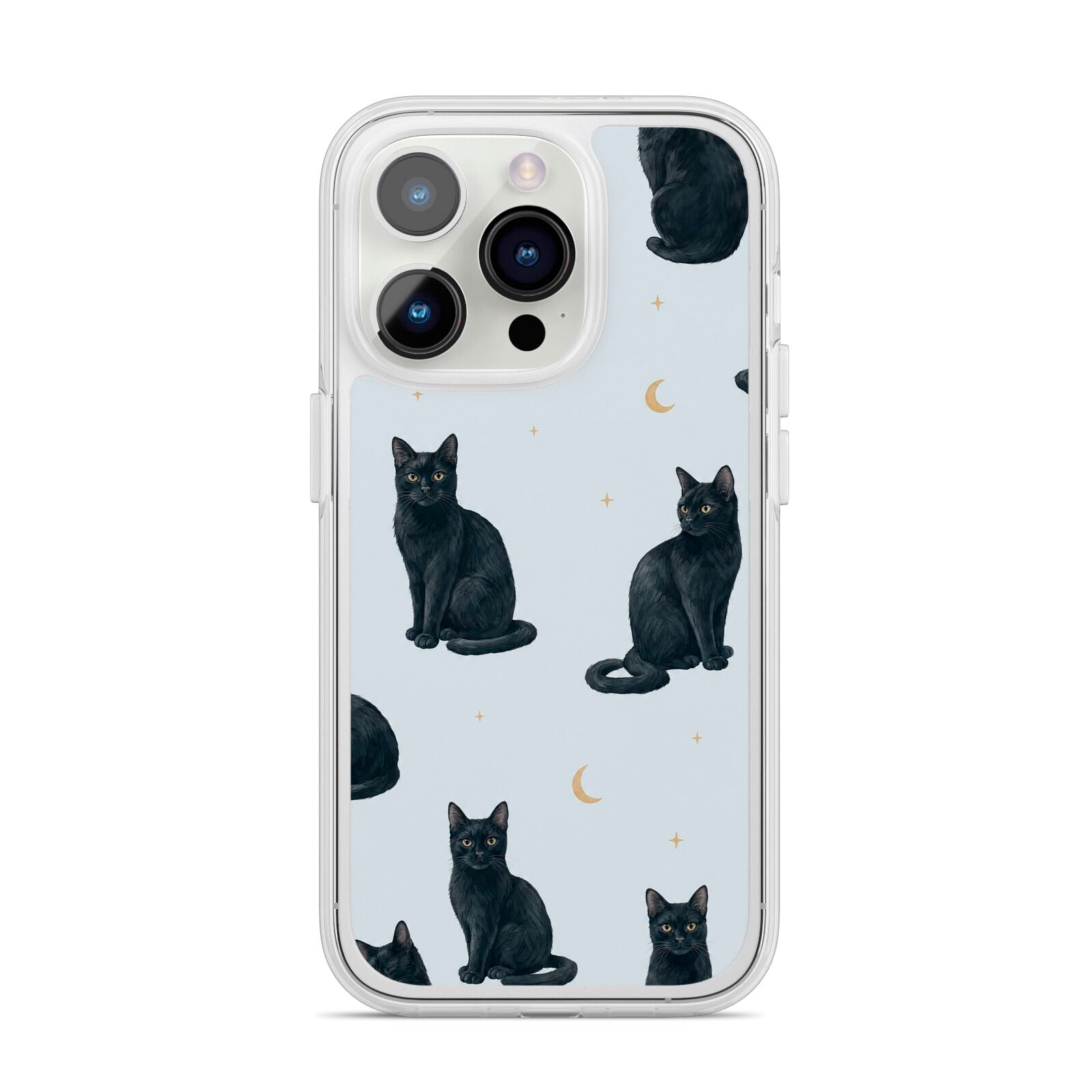 Moonlit Mews iPhone 14 Pro Clear Tough Case Silver