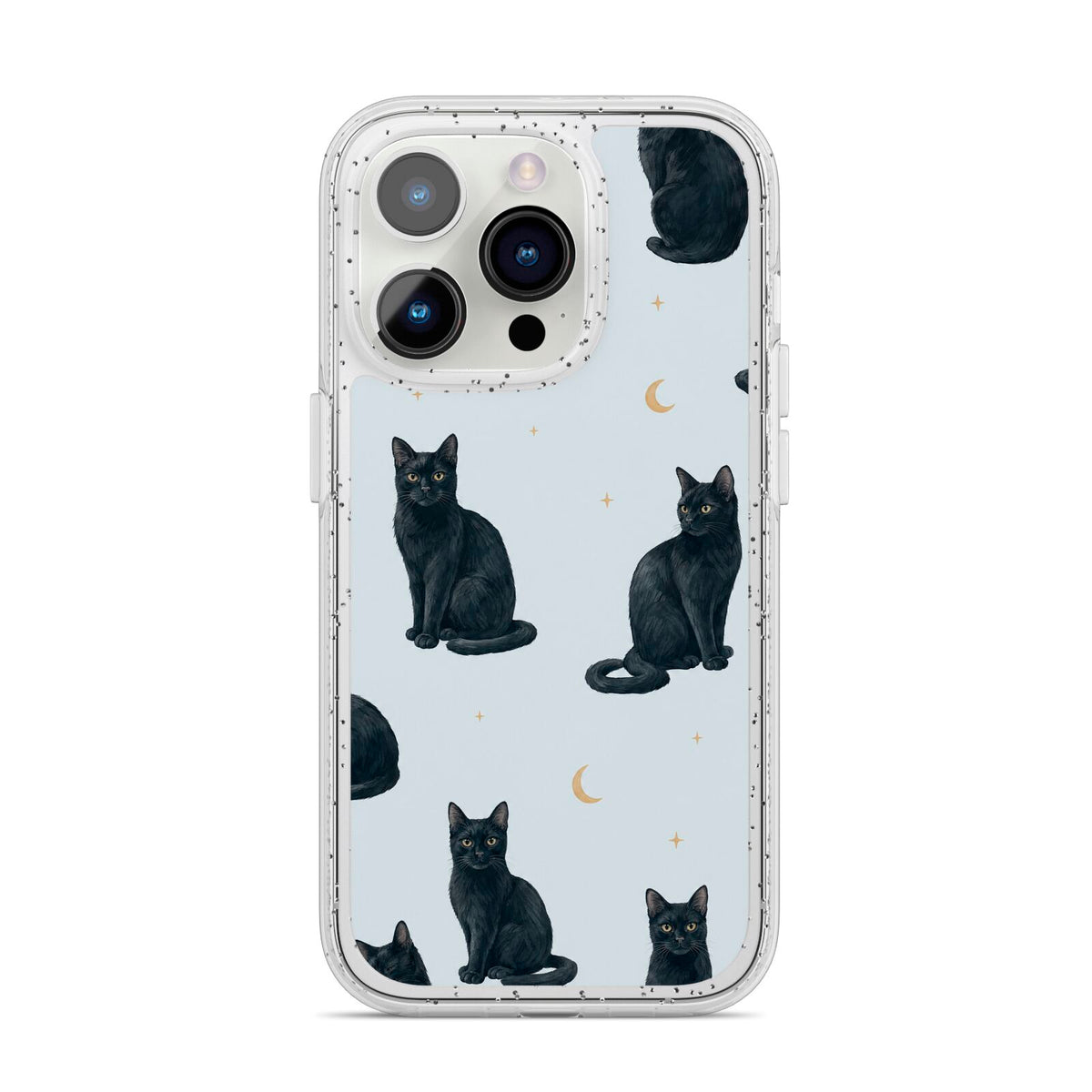 Moonlit Mews iPhone 14 Pro Glitter Tough Case Silver