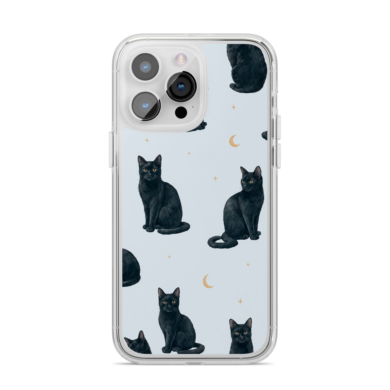 Moonlit Mews iPhone 14 Pro Max Clear Tough Case Silver