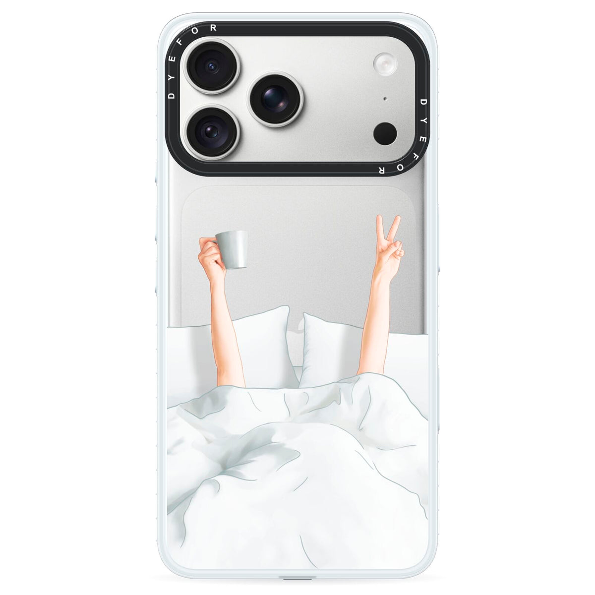 Morning Coffee iPhone 18 Pro Max Black Impact Pre order Case on Silver phone