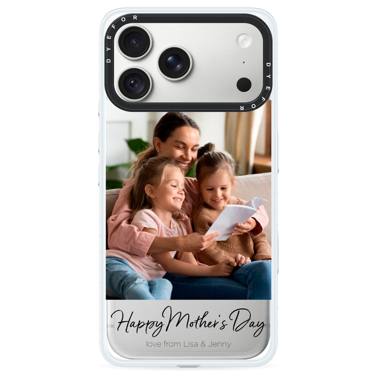 Mothers Day Family Photo iPhone 18 Pro Max Black Impact Pre order Case on Silver phone