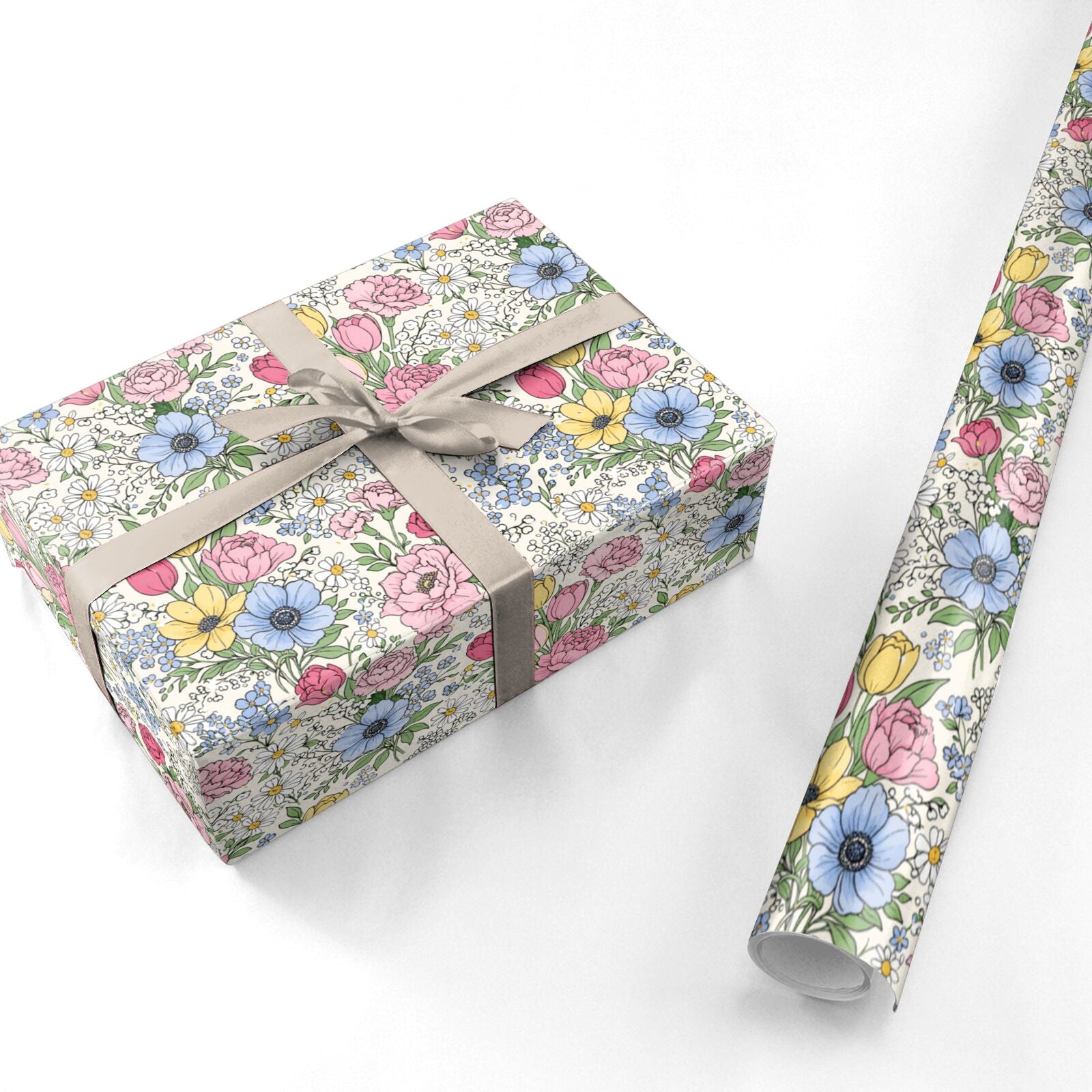 Mothers Day Pastel Floral Personalised Wrapping Paper