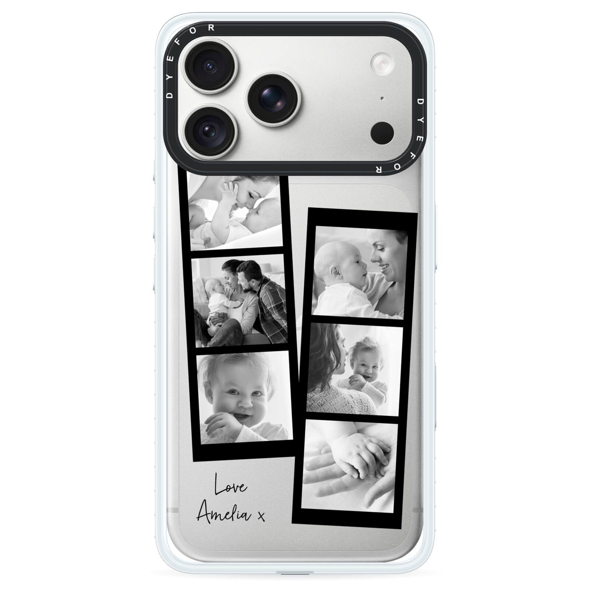 Mothers Day Photo Strip iPhone 18 Pro Black Impact Pre order Case on Silver phone