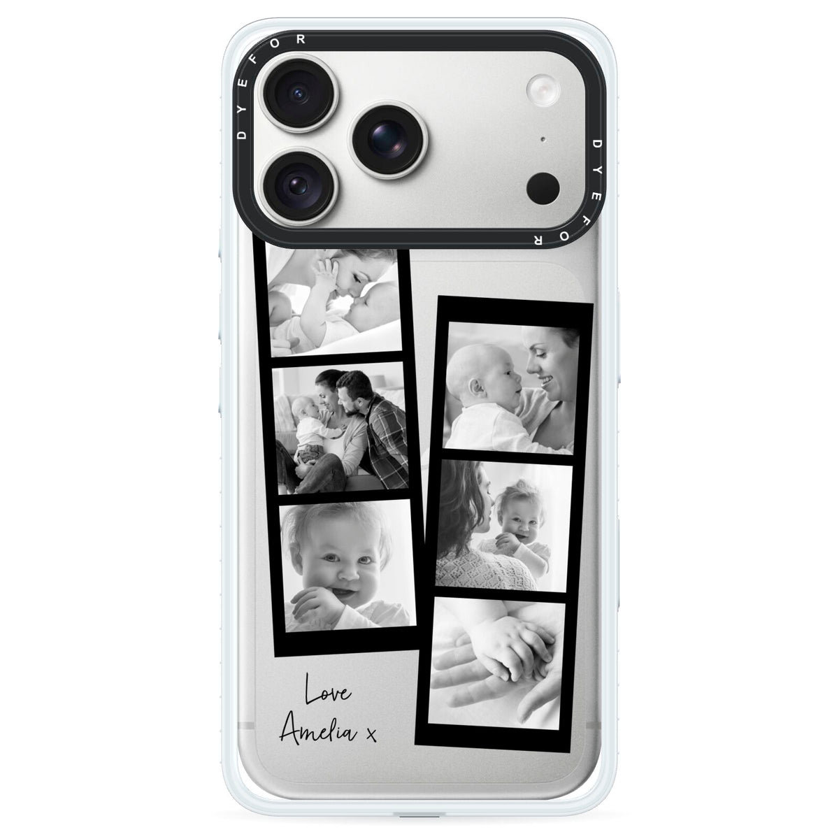 Mothers Day Photo Strip iPhone 18 Pro Max Black Impact Pre order Case on Silver phone