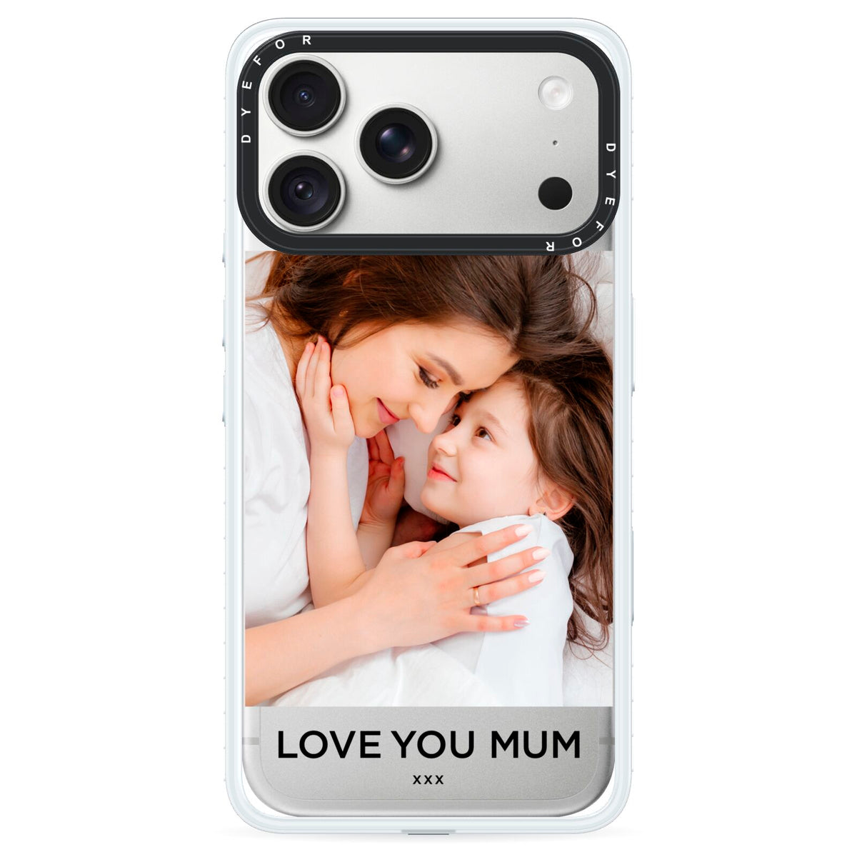 Mothers Day Photo iPhone 18 Pro Black Impact Pre order Case on Silver phone