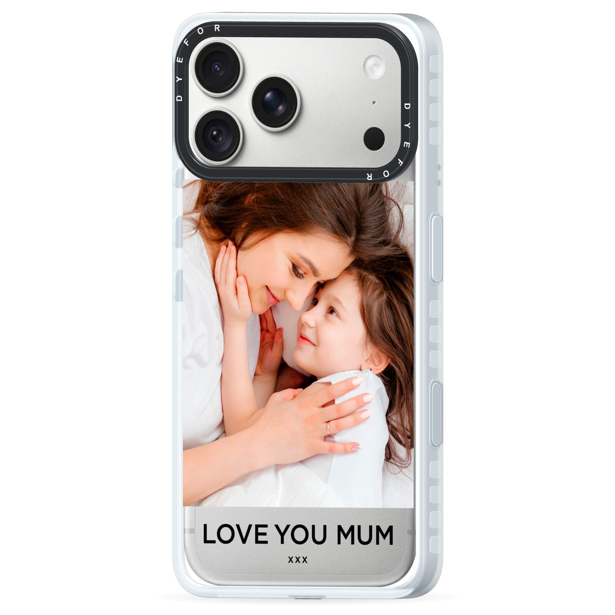 Mothers Day Photo iPhone 18 Pro Max Black Impact Pre order Case Side Angle on Silver phone