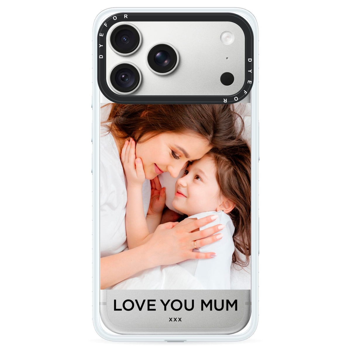 Mothers Day Photo iPhone 18 Pro Max Black Impact Pre order Case on Silver phone