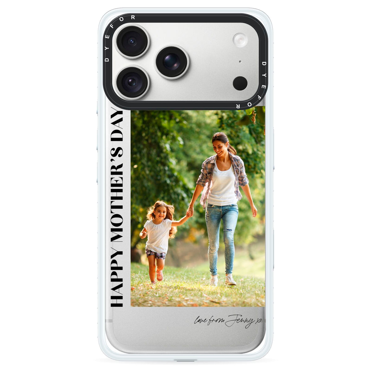 Mothers Day Photo with Text iPhone 18 Pro Max Black Impact Pre order Case on Silver phone