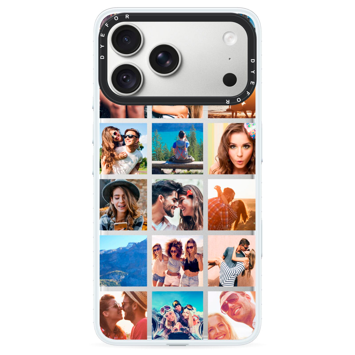 Multi Photo Collage iPhone 18 Pro Max Black Impact Pre order Case on Silver phone