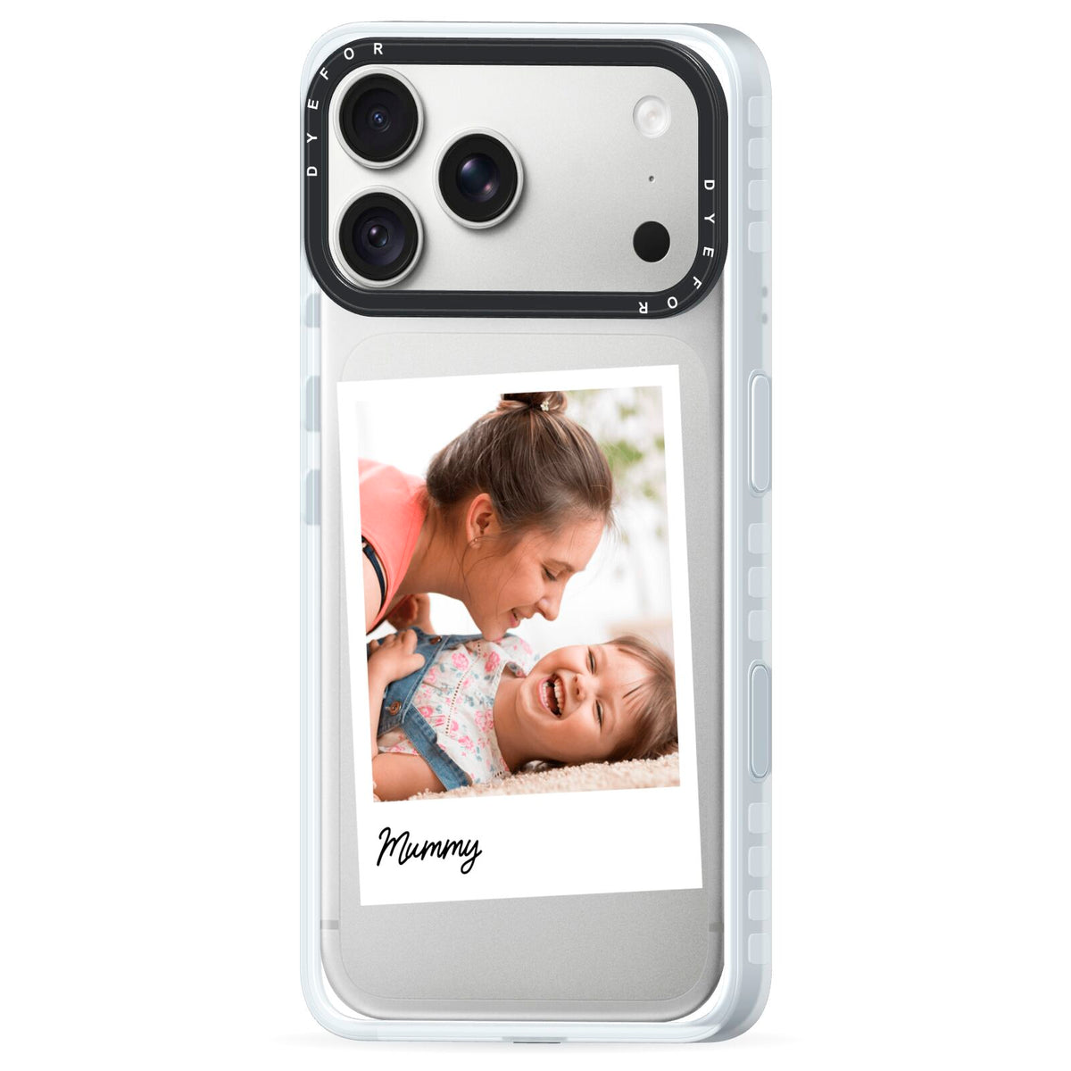 Mummy Photo iPhone 18 Pro Max Black Impact Pre order Case Side Angle on Silver phone