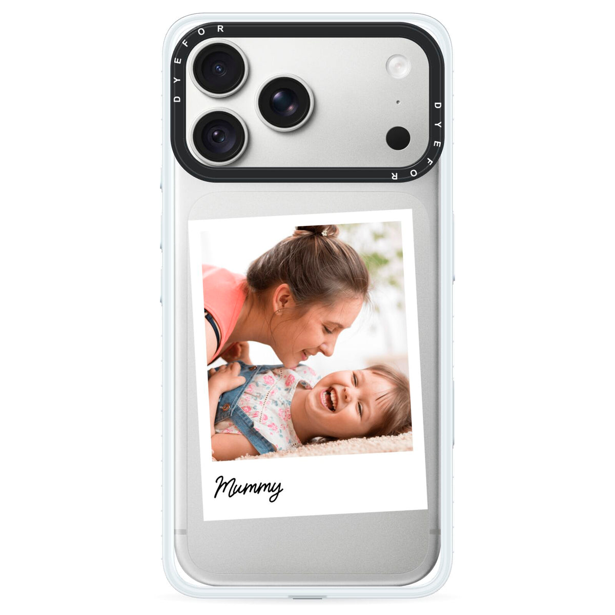 Mummy Photo iPhone 18 Pro Max Black Impact Pre order Case on Silver phone