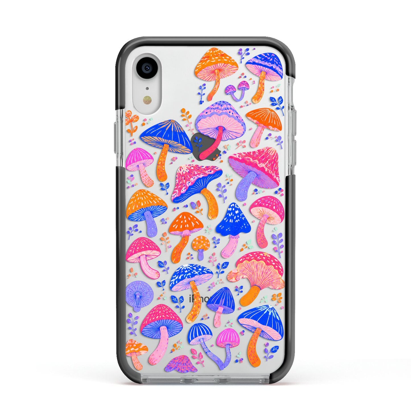 Mushroom Jive Apple iPhone XR Impact Case Black Edge on Silver Phone