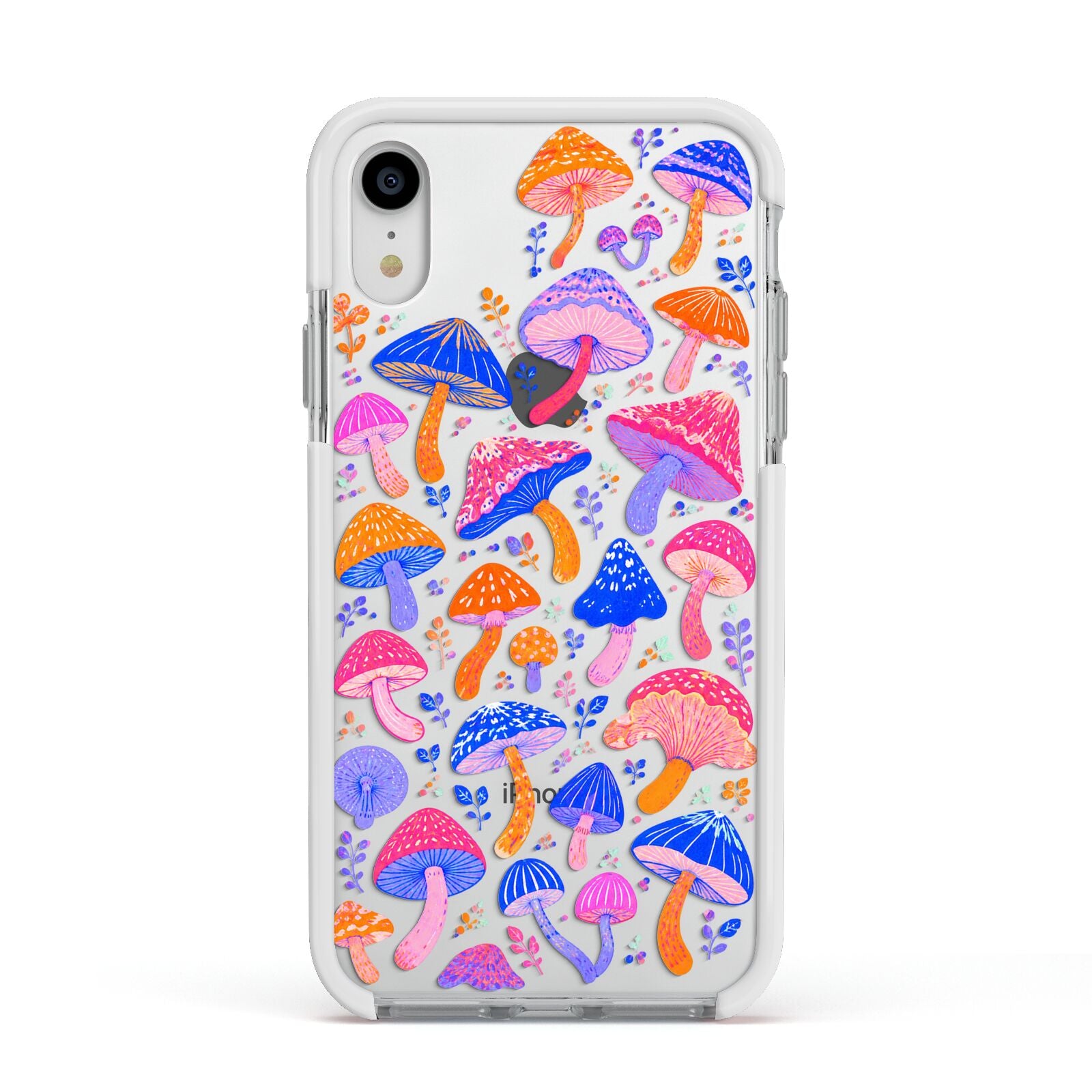 Mushroom Jive Apple iPhone XR Impact Case White Edge on Silver Phone