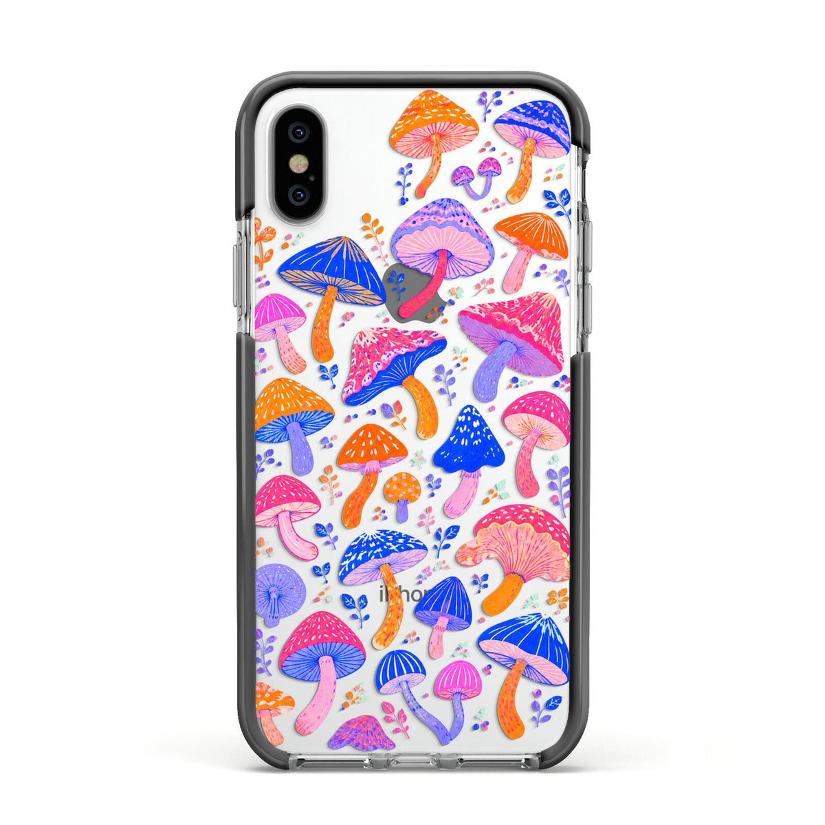 Mushroom Jive Apple iPhone Xs Impact Case Black Edge on Silver Phone