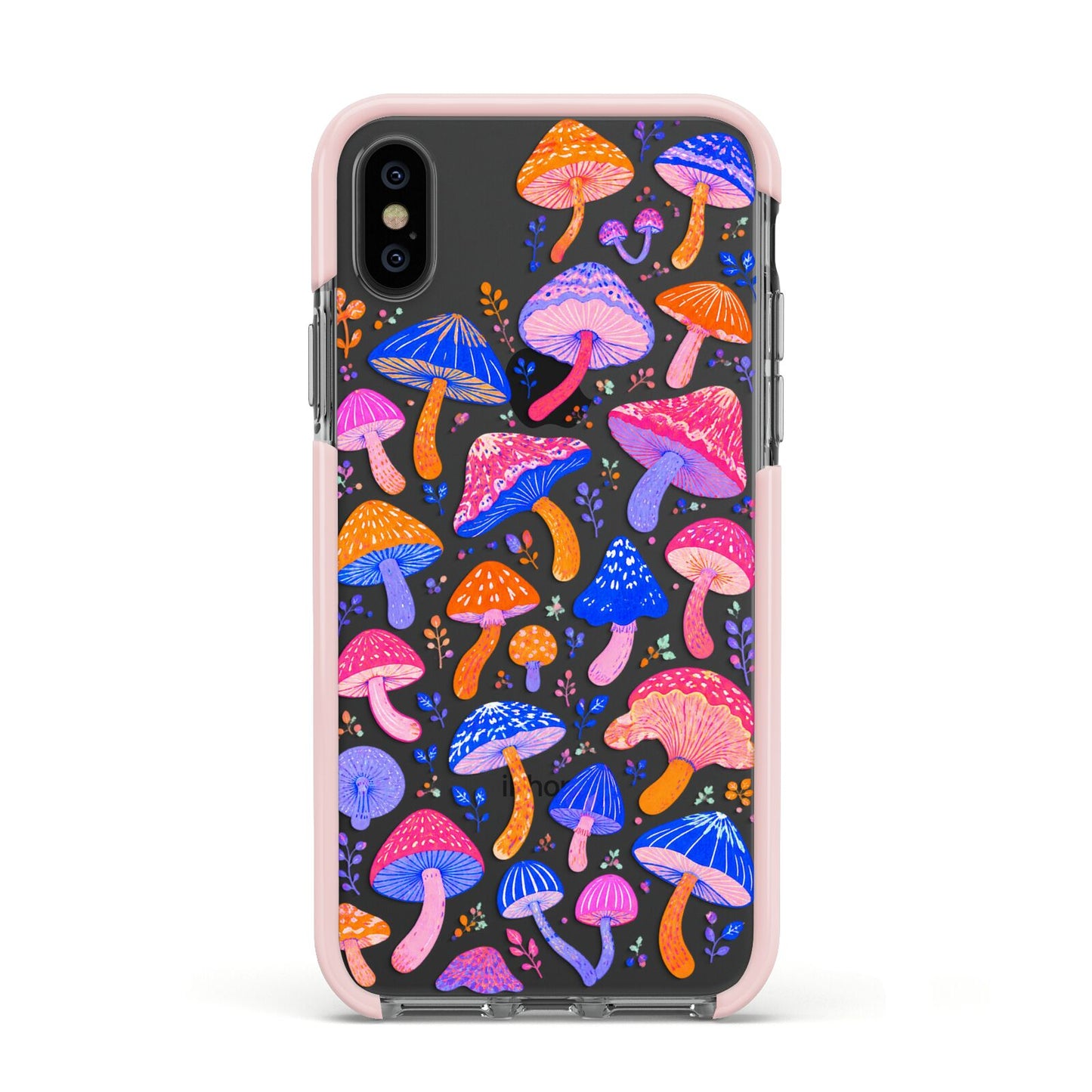 Mushroom Jive Apple iPhone Xs Impact Case Pink Edge on Black Phone