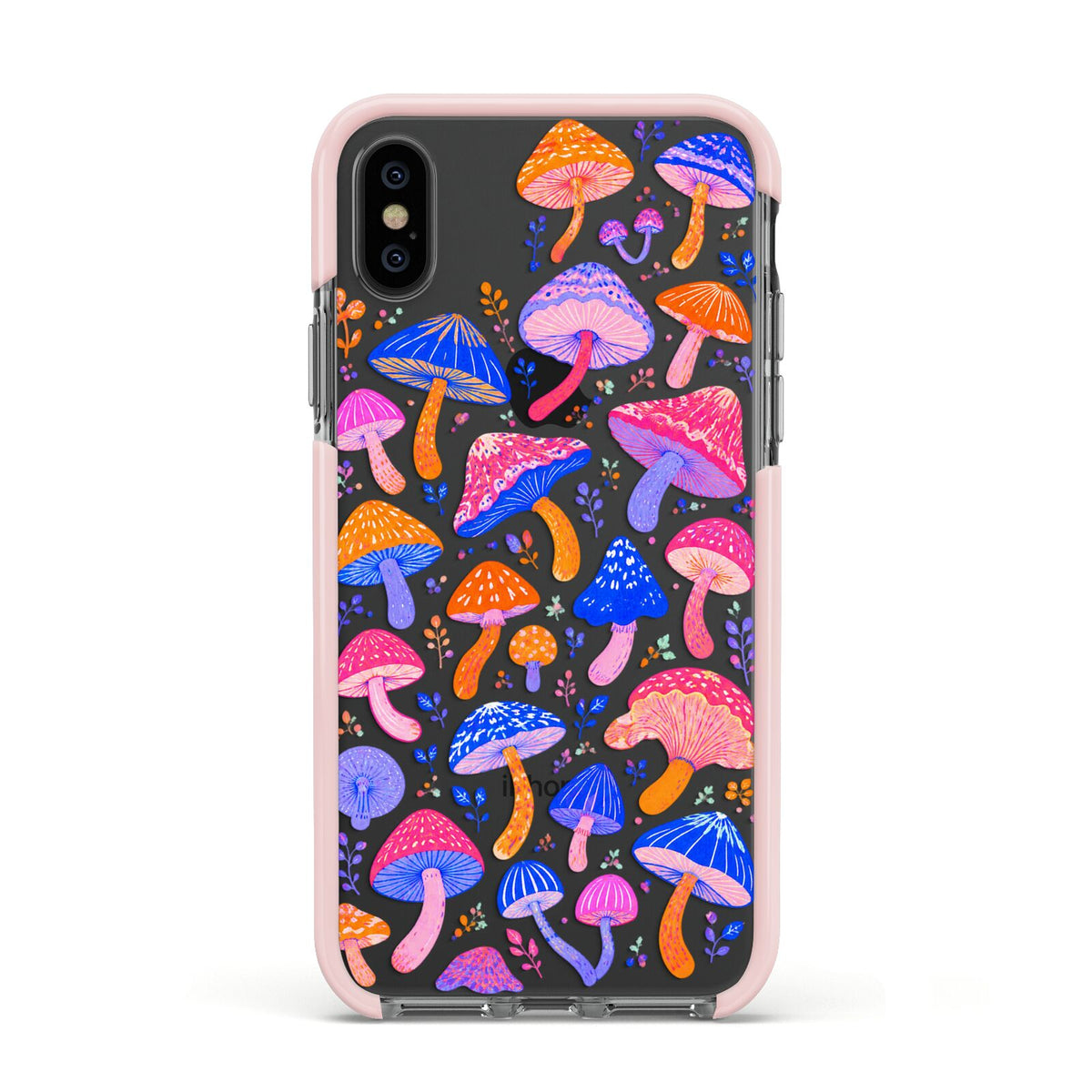 Mushroom Jive Apple iPhone Xs Impact Case Pink Edge on Black Phone